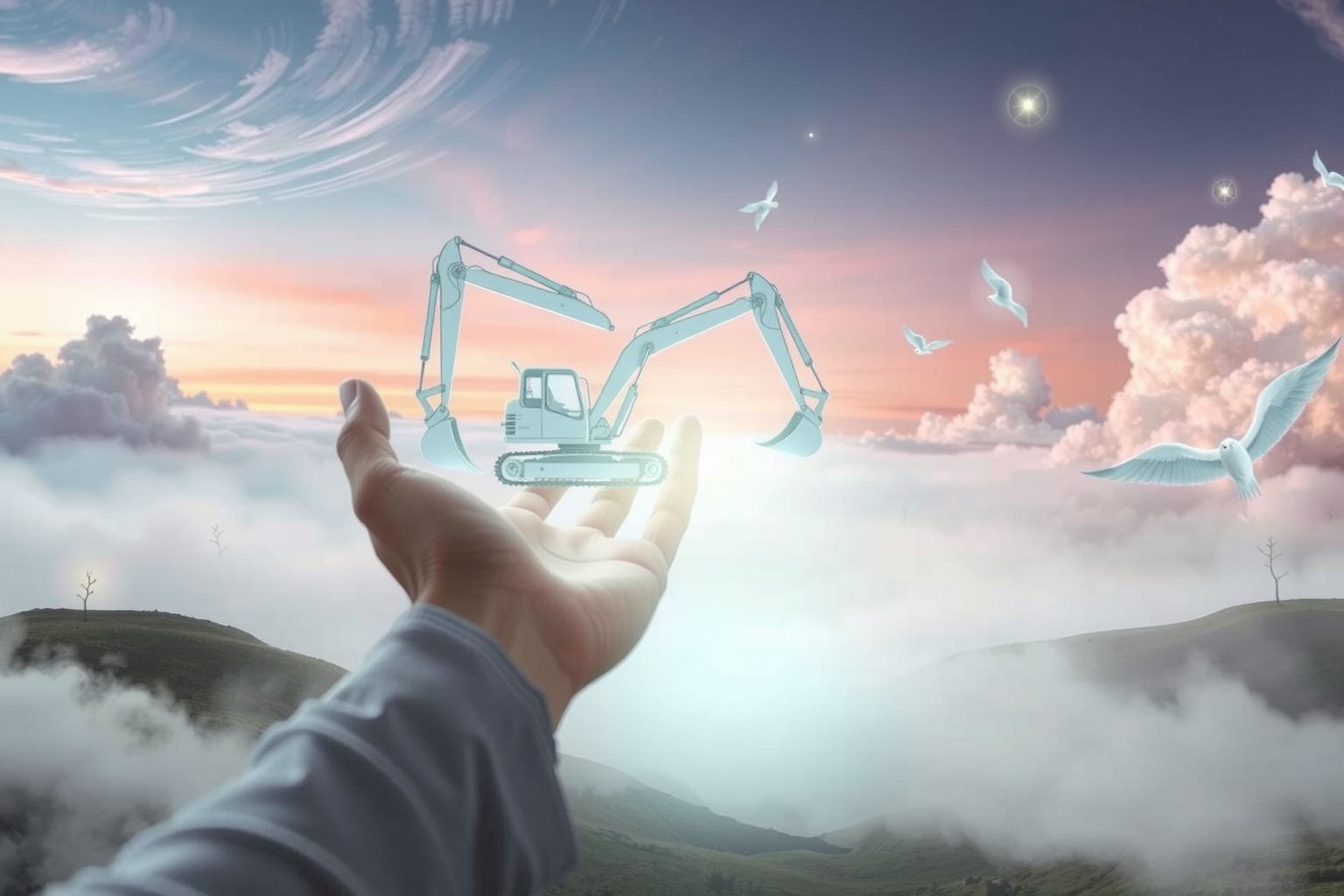 Sognare un escavatore simboleggia nuova forza e trasformazione interiore.