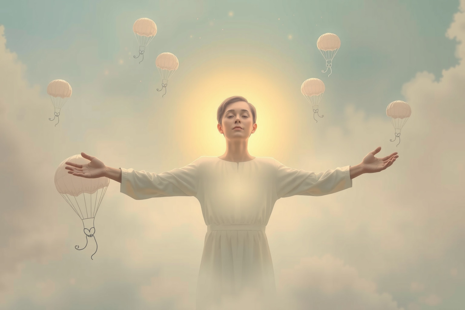 Sognare un genitore paracadutista riflette coraggio e protezione familiare.