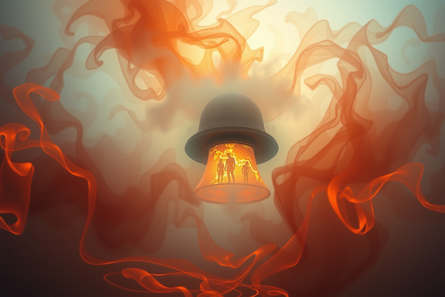 Sognare intrappolati vicino a campana di fuoco simboleggia conflitti interiori.