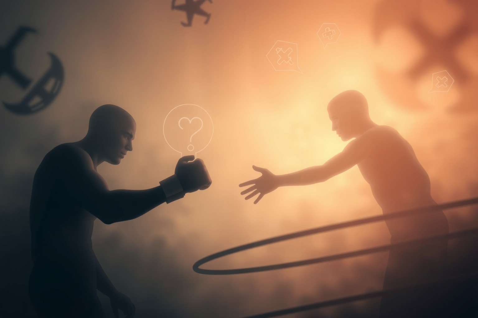 Sognare litigare con un pugile riflette conflitti interiori da risolvere.