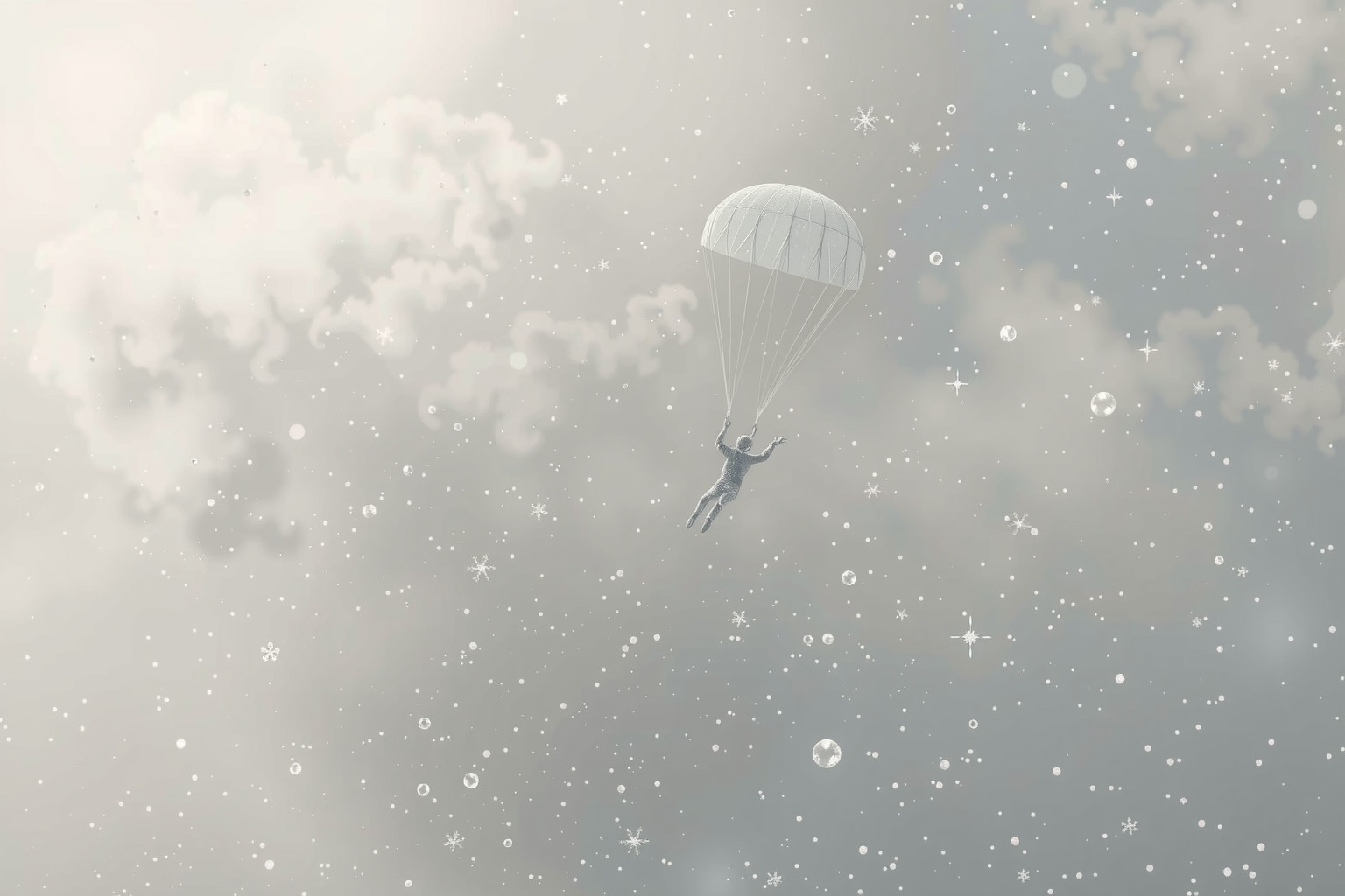 Sognare di paracadutarsi sulla neve simboleggia coraggio e novità.