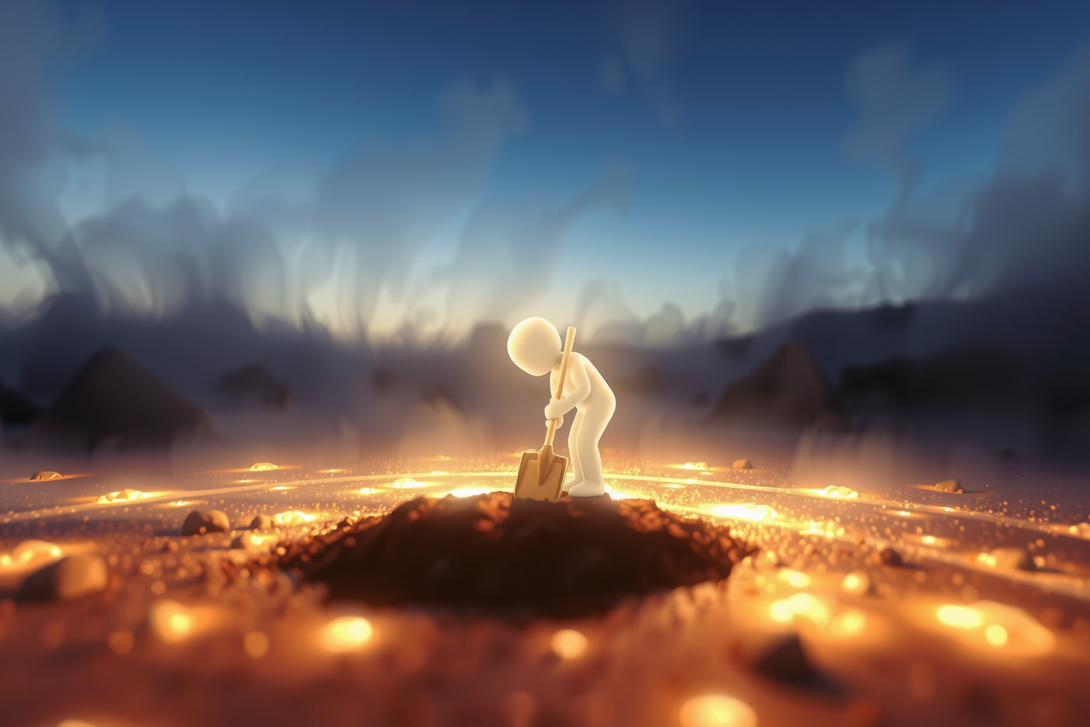 Sognare di scavare con una pala simboleggia ricerca interiore profonda.