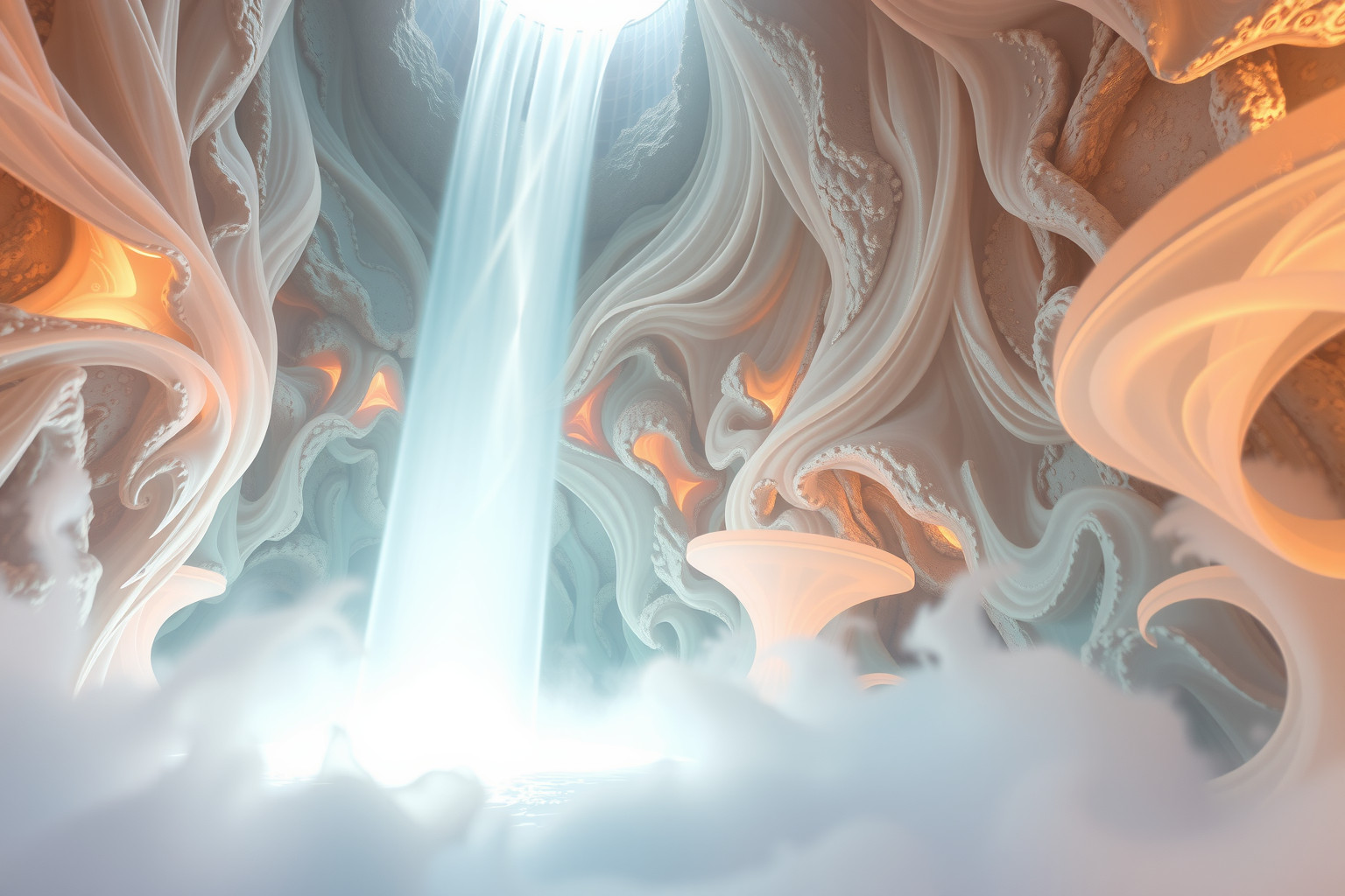 Sognare una cascata potente simboleggia energia e cambiamento profondo.