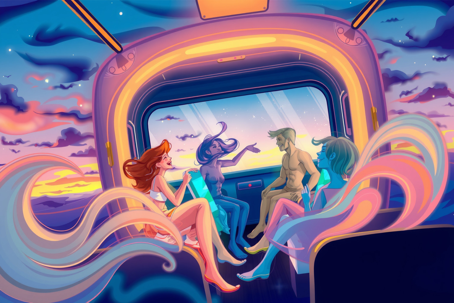 Sognare viaggi in cuccetta con amici simboleggia gioia condivisa.