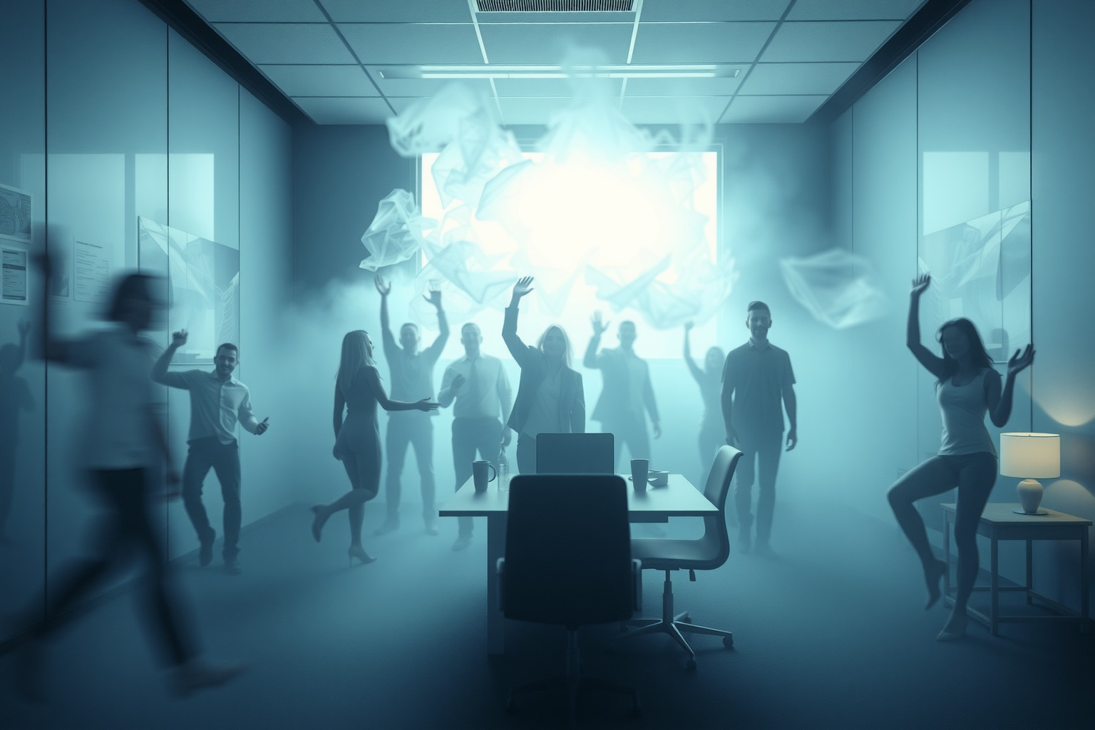 Sognare un ammutinamento aziendale riflette insoddisfazione e desiderio di cambiamento.