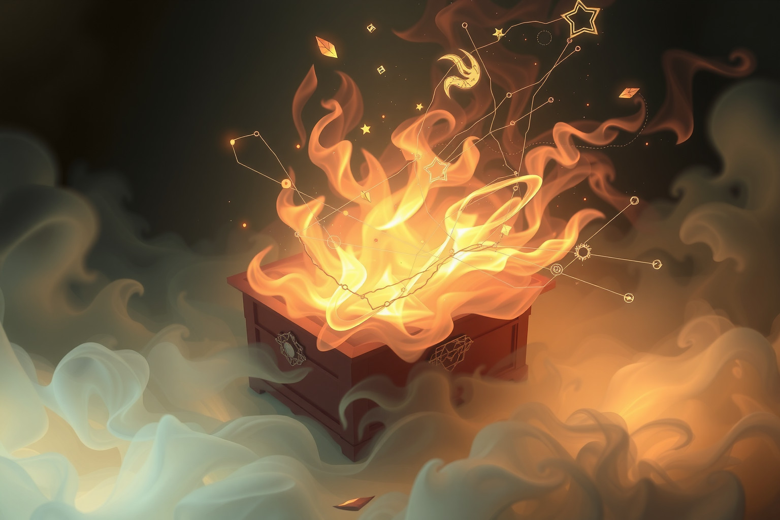 Sognare un baule in fiamme simboleggia la fine di vecchi schemi.