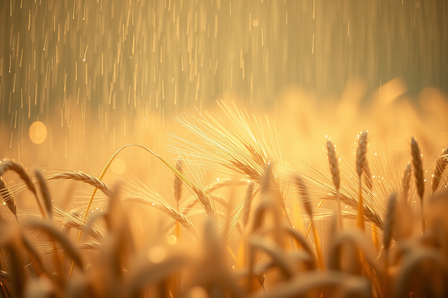 Sognare grano sotto la pioggia simboleggia prosperità e rinascita.