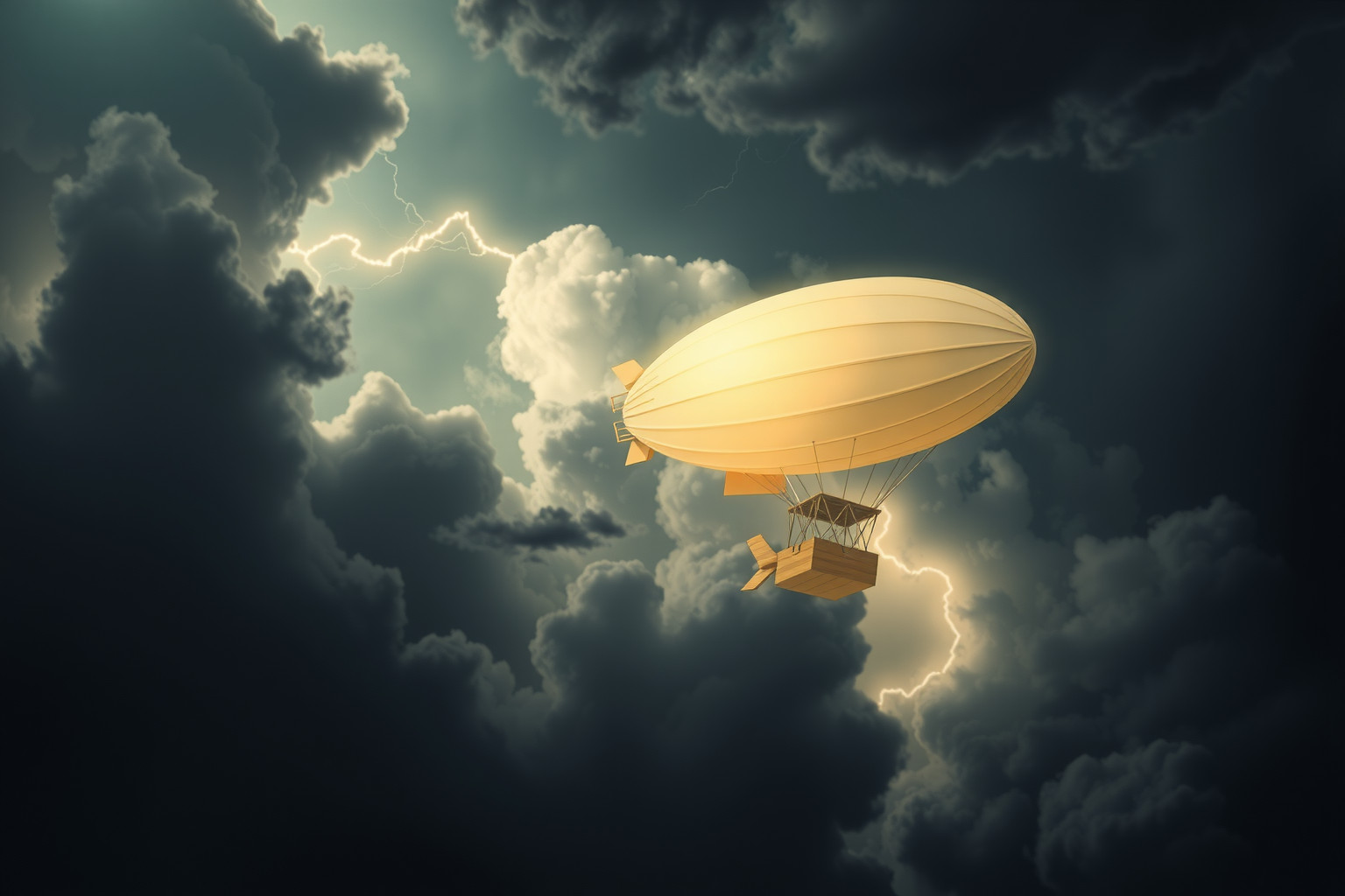 Sognare un dirigibile in tempesta simboleggia sfide imminenti e resistenza.