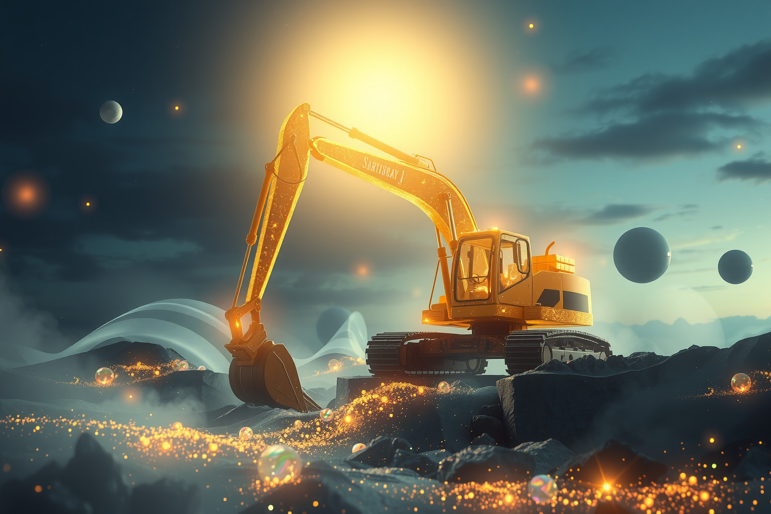 Sognare un escavatore che scava oro simboleggia ricchezza nascosta.