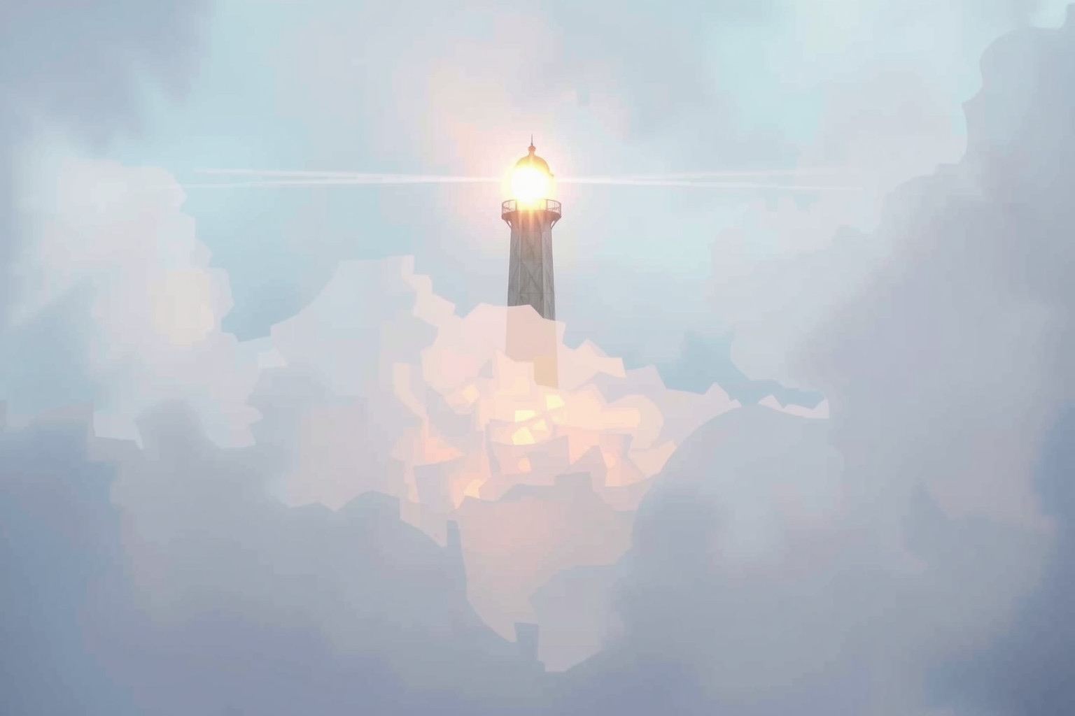 Il faro nella nebbia simboleggia la guida nell'incertezza interiore.