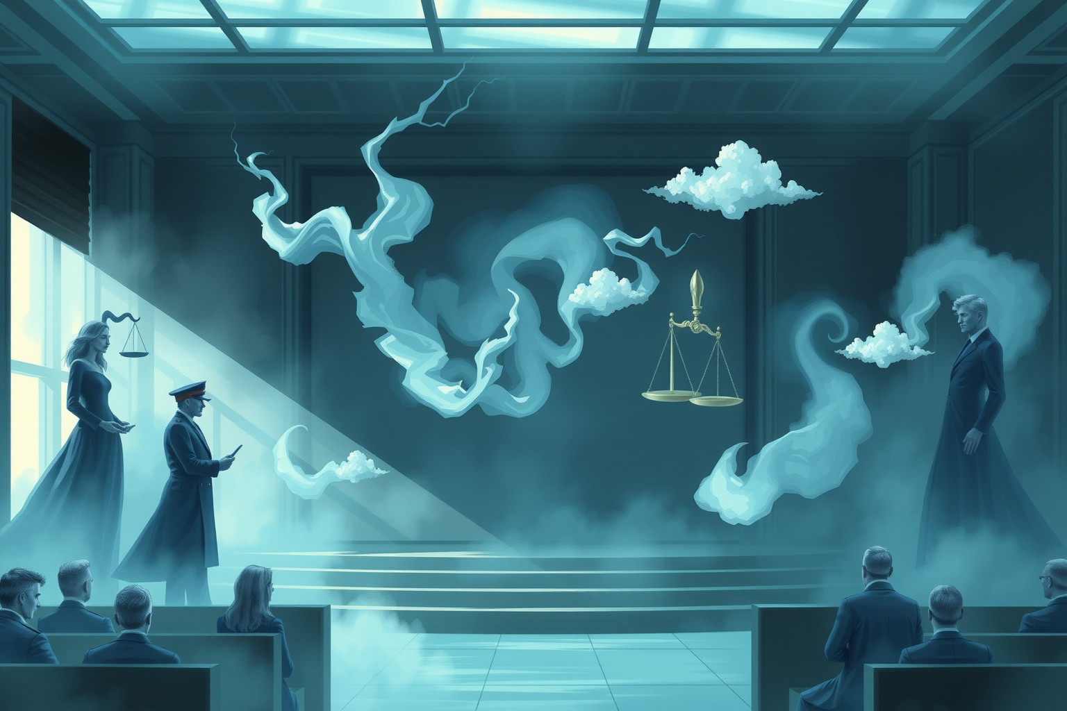 Sognare un gendarme in tribunale indica giustizia e verità emergenti.