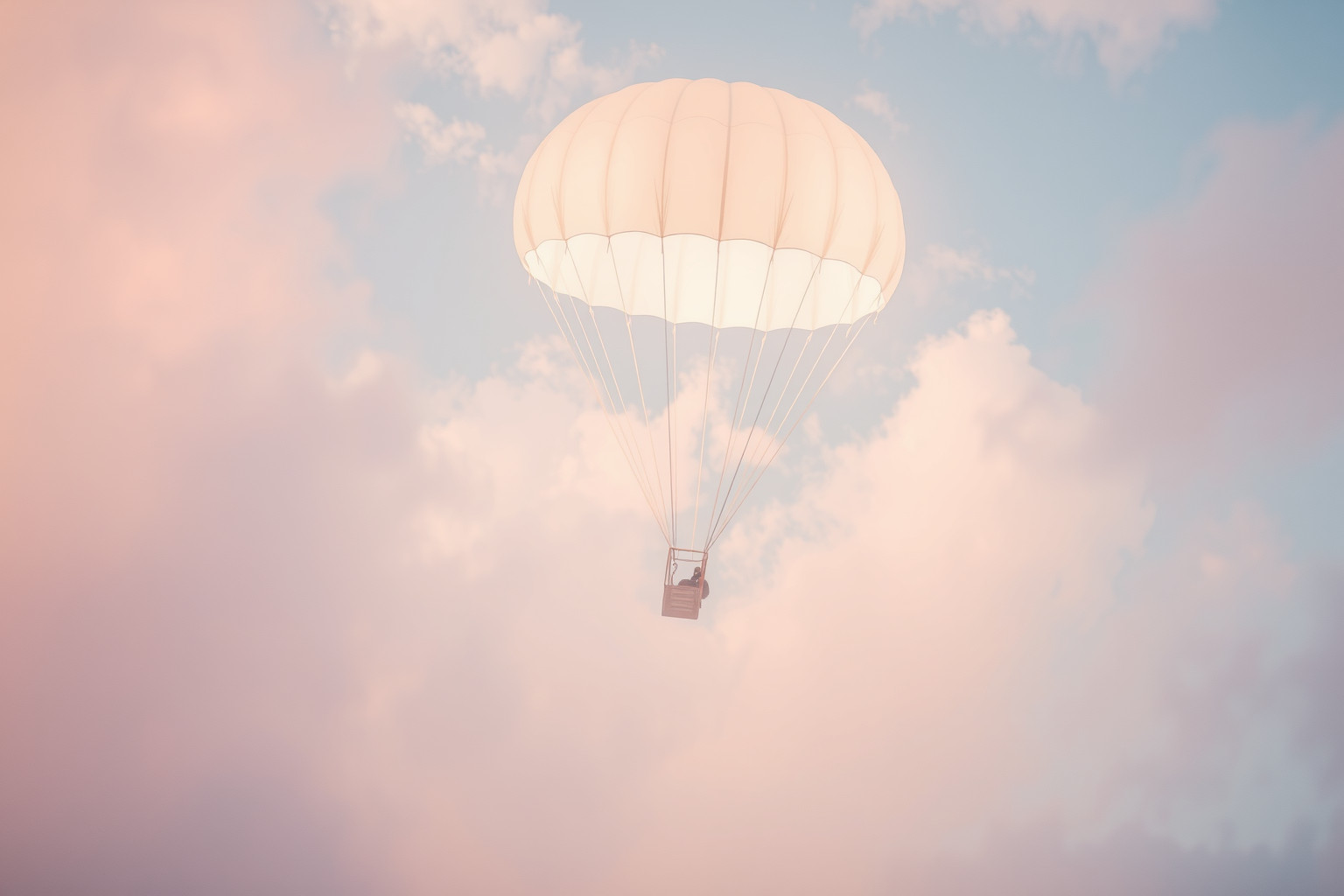 Sognare un paracadute bianco simboleggia pace e protezione spirituale.