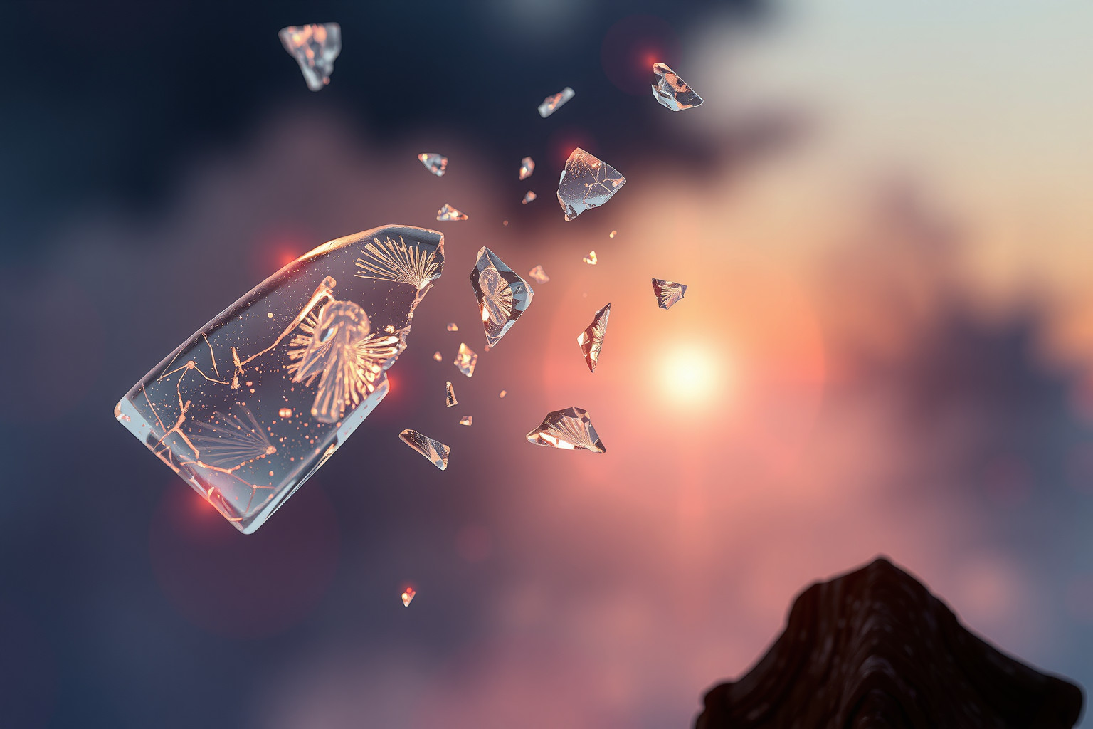 Sognare vetri rotti simboleggia trasformazioni e rinascite inattese.