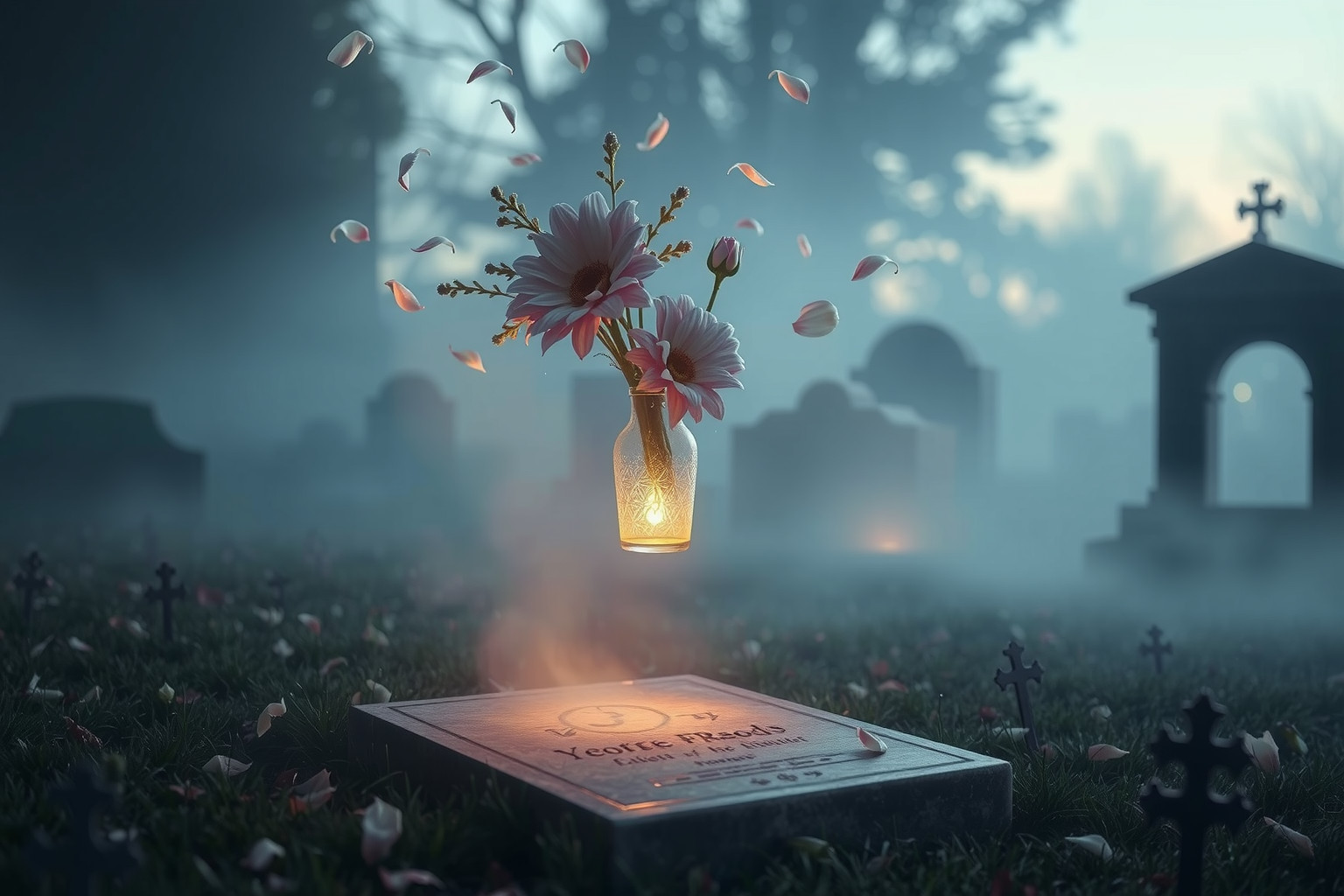 Sognare fiori in cimitero simboleggia memoria e rinascita spirituale.