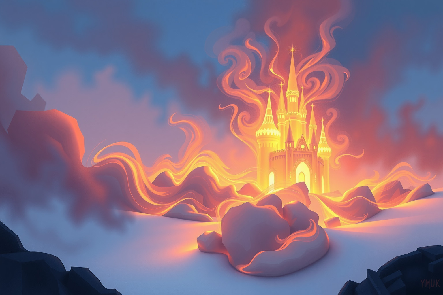 Sognare una casa torre in fiamme simboleggia emozioni represse esplosive.