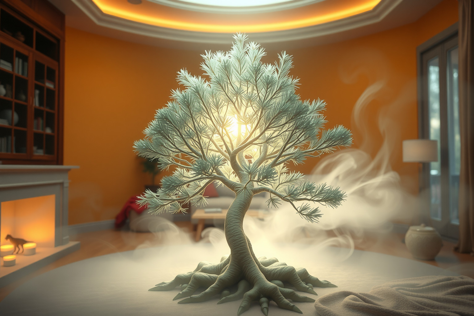 Sognare conifere in casa simboleggia forza e protezione familiare.