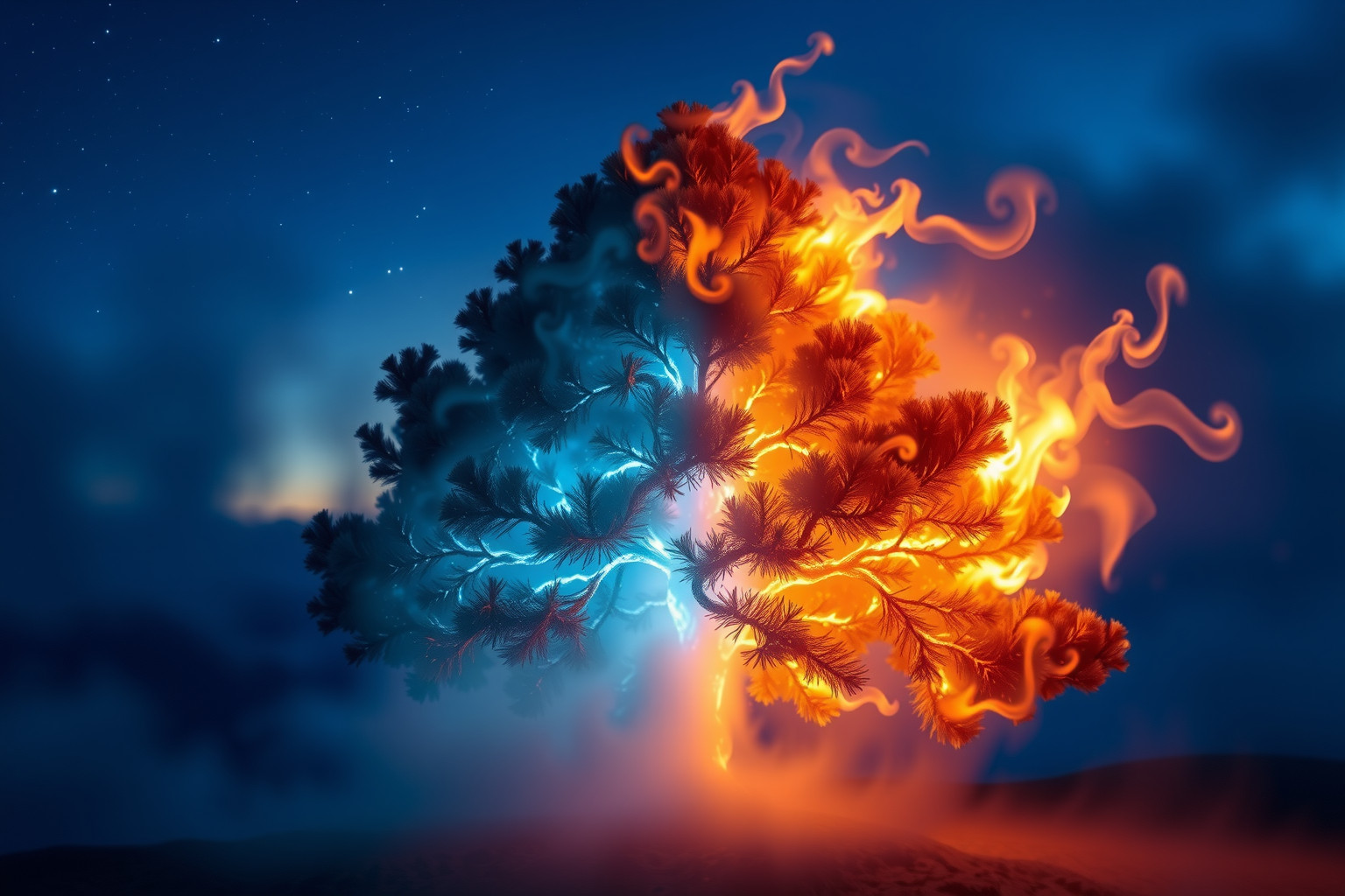 Sognare conifere in fiamme simboleggia passioni e trasformazioni profonde.