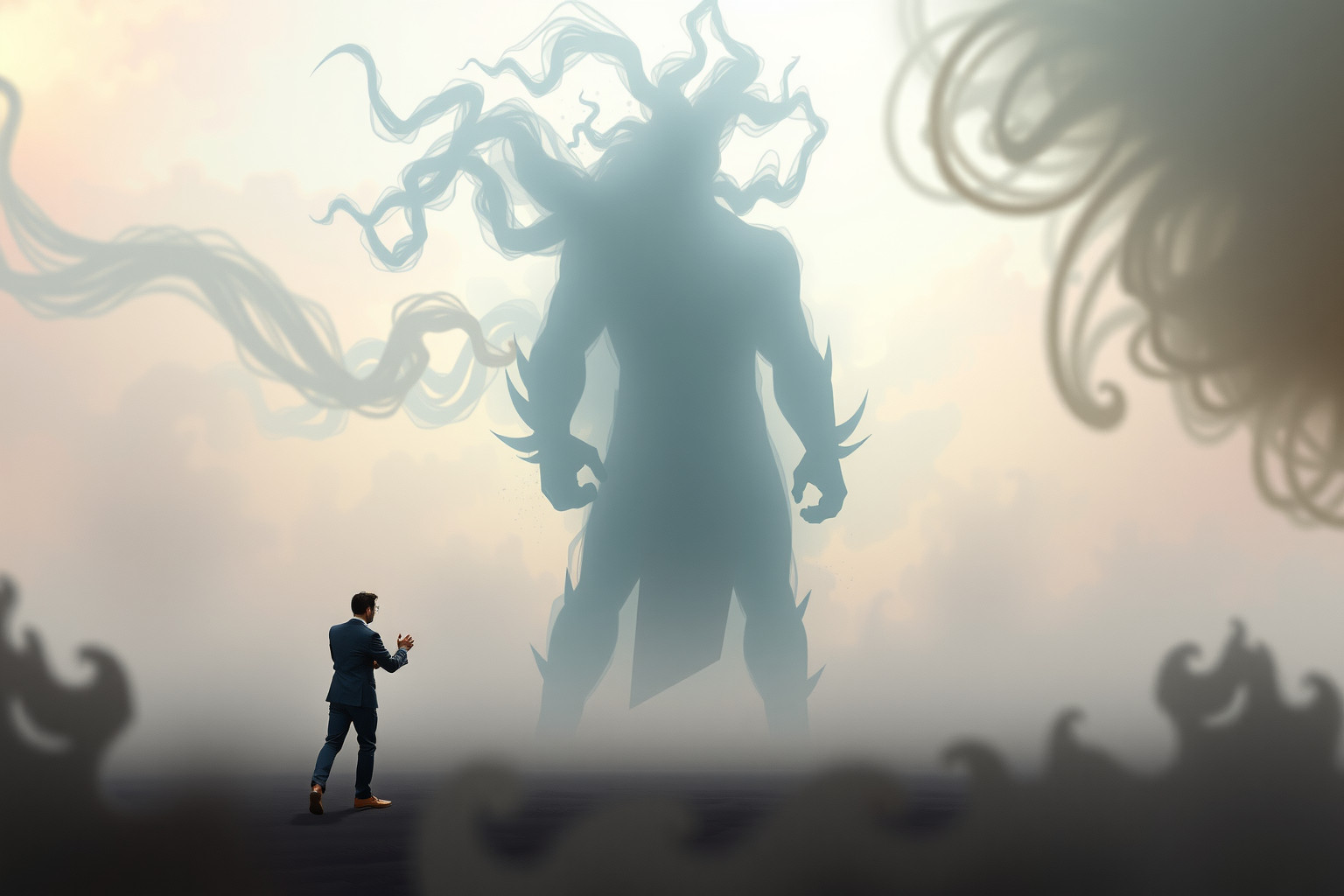 Sognare un avversario gigante simboleggia sfide interiori immense.