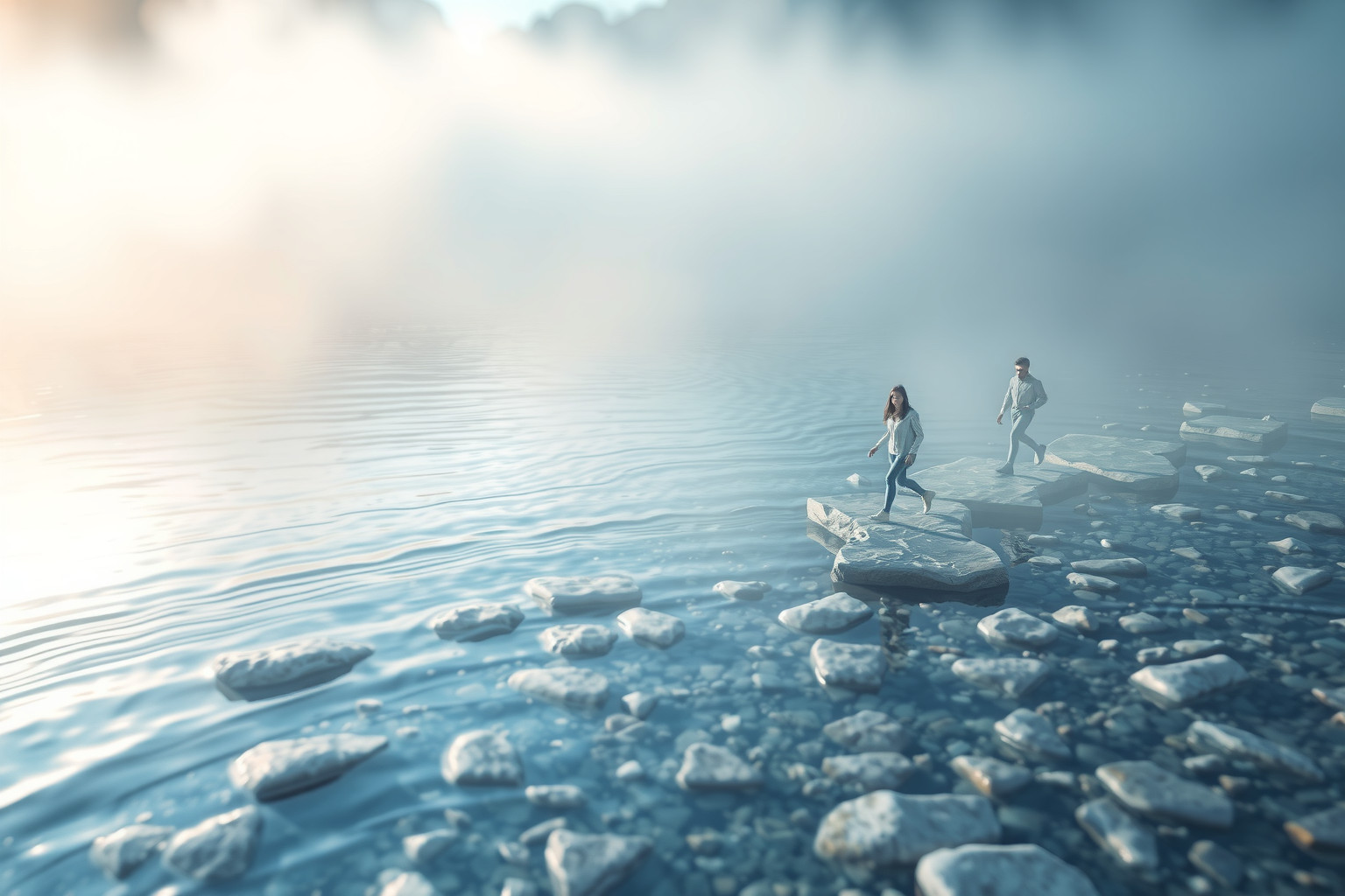 Attraversare un guado con acqua chiara simboleggia nuove opportunità.