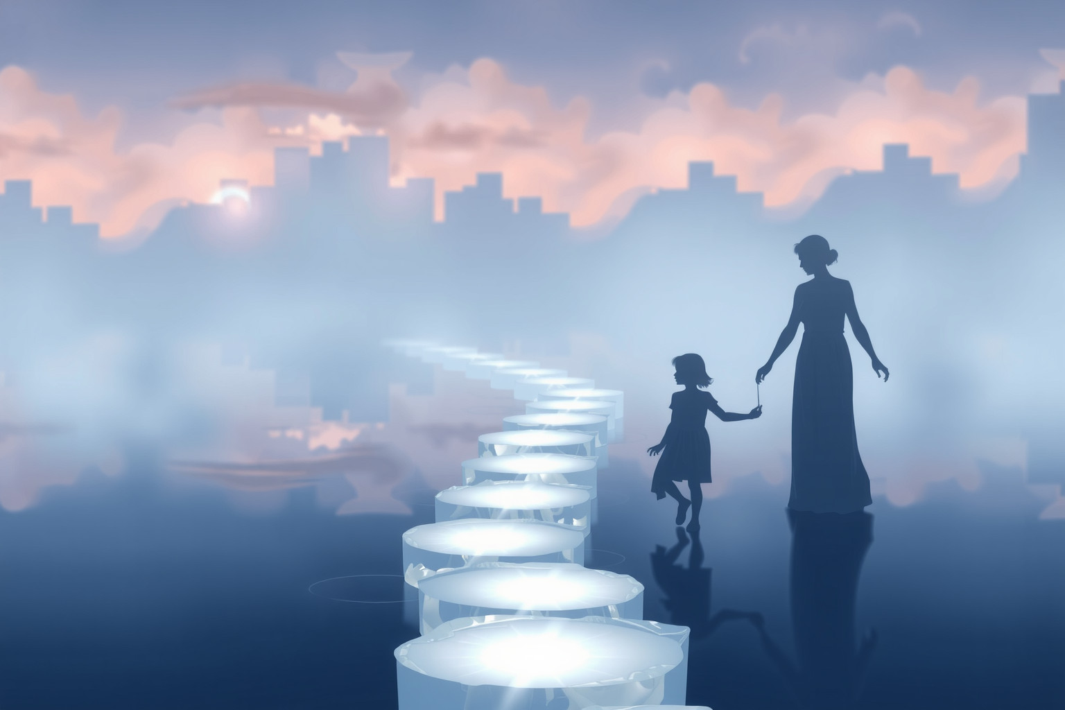 Attraversare un guado con bambini simboleggia protezione e crescita familiare.