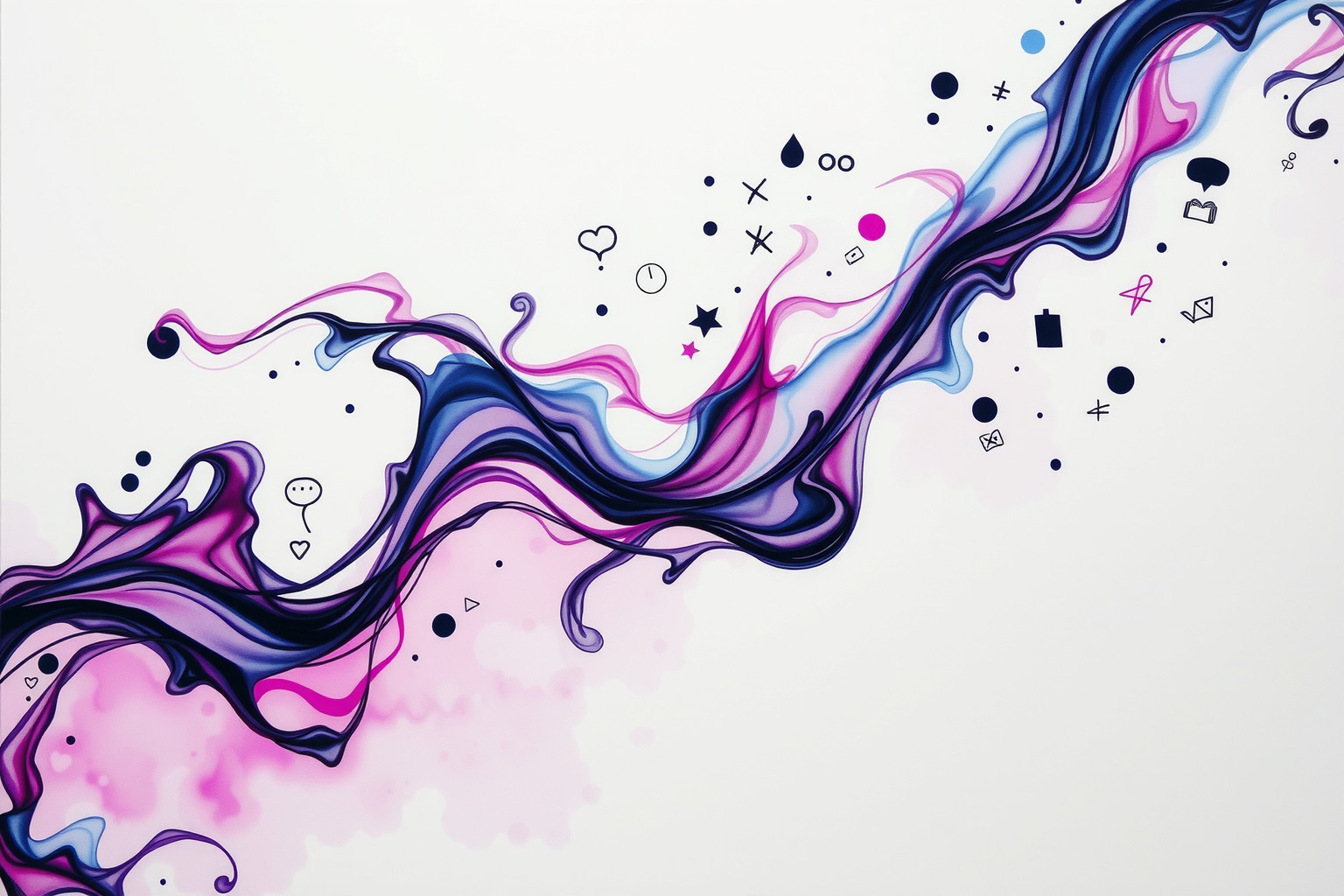 I getti di inchiostro simboleggiano creatività e comunicazione profonda.