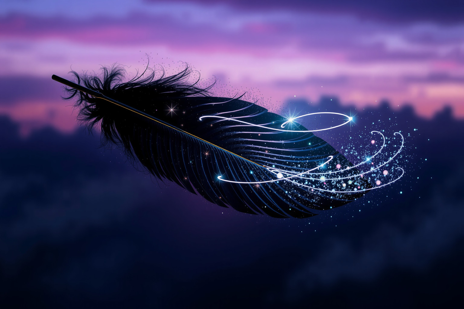 La piuma di corvo simboleggia trasformazione, morte e magia arcana.