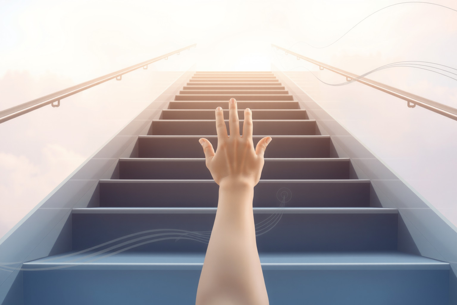 Salire corrimano simboleggia avanzamento con supporto sicuro e guida.