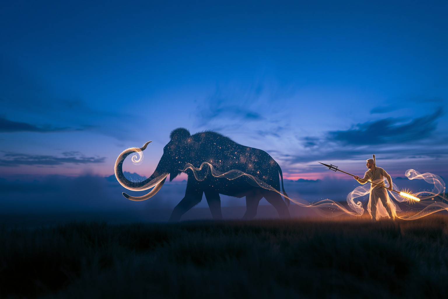 Sognare di cacciare un mammut simboleggia sfide antiche e coraggio.