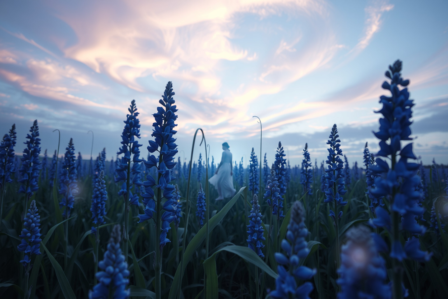 Sognare un campo di delphinium simboleggia crescita e speranza.