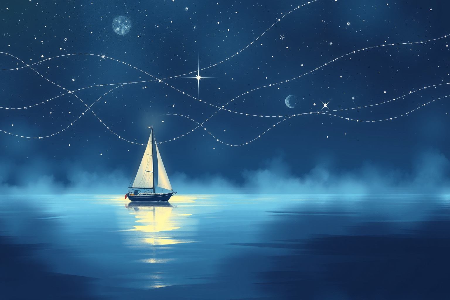 Sognare navigare di notte indica ricerca di emozioni nascoste profonde.