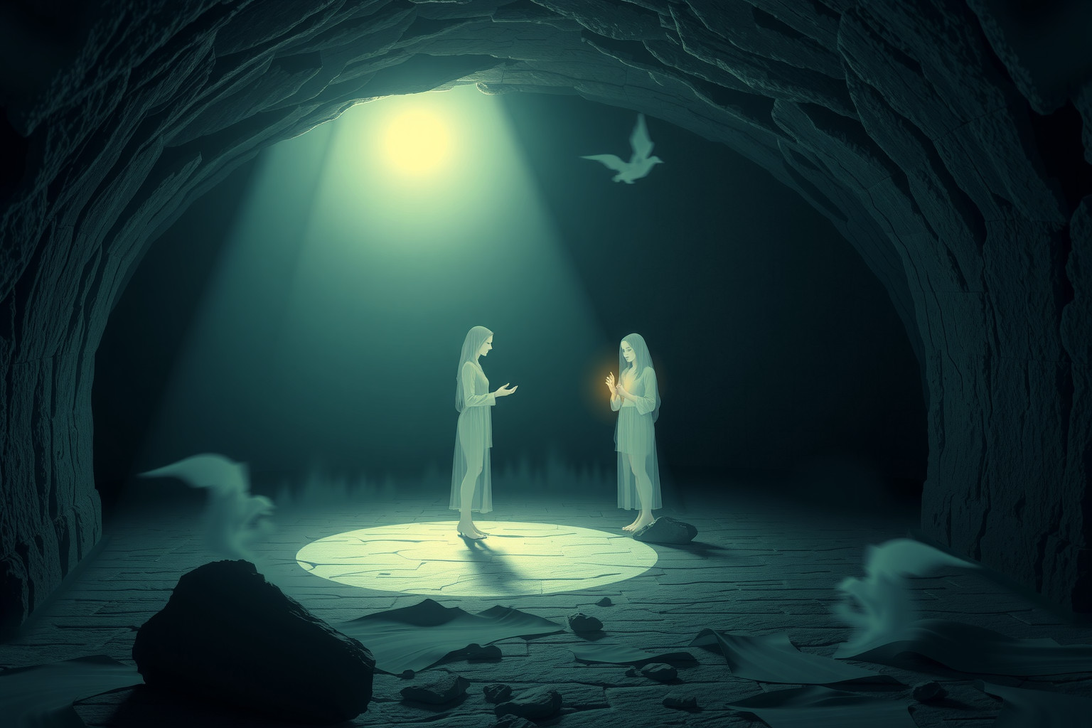 Sognare defunti in cripta indica desiderio di chiudere conflitti irrisolti.