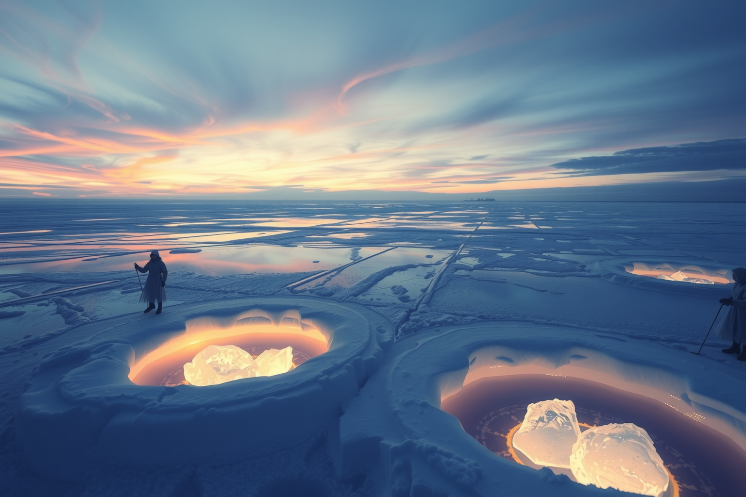 Sognare di pescare nel ghiaccio simboleggia intuizioni nascoste profonde.