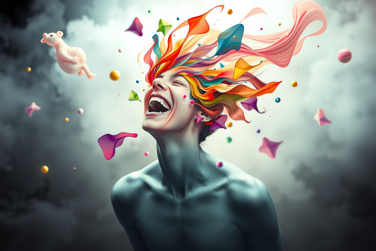 Sognare risate isteriche riflette la liberazione da tensioni nascoste.