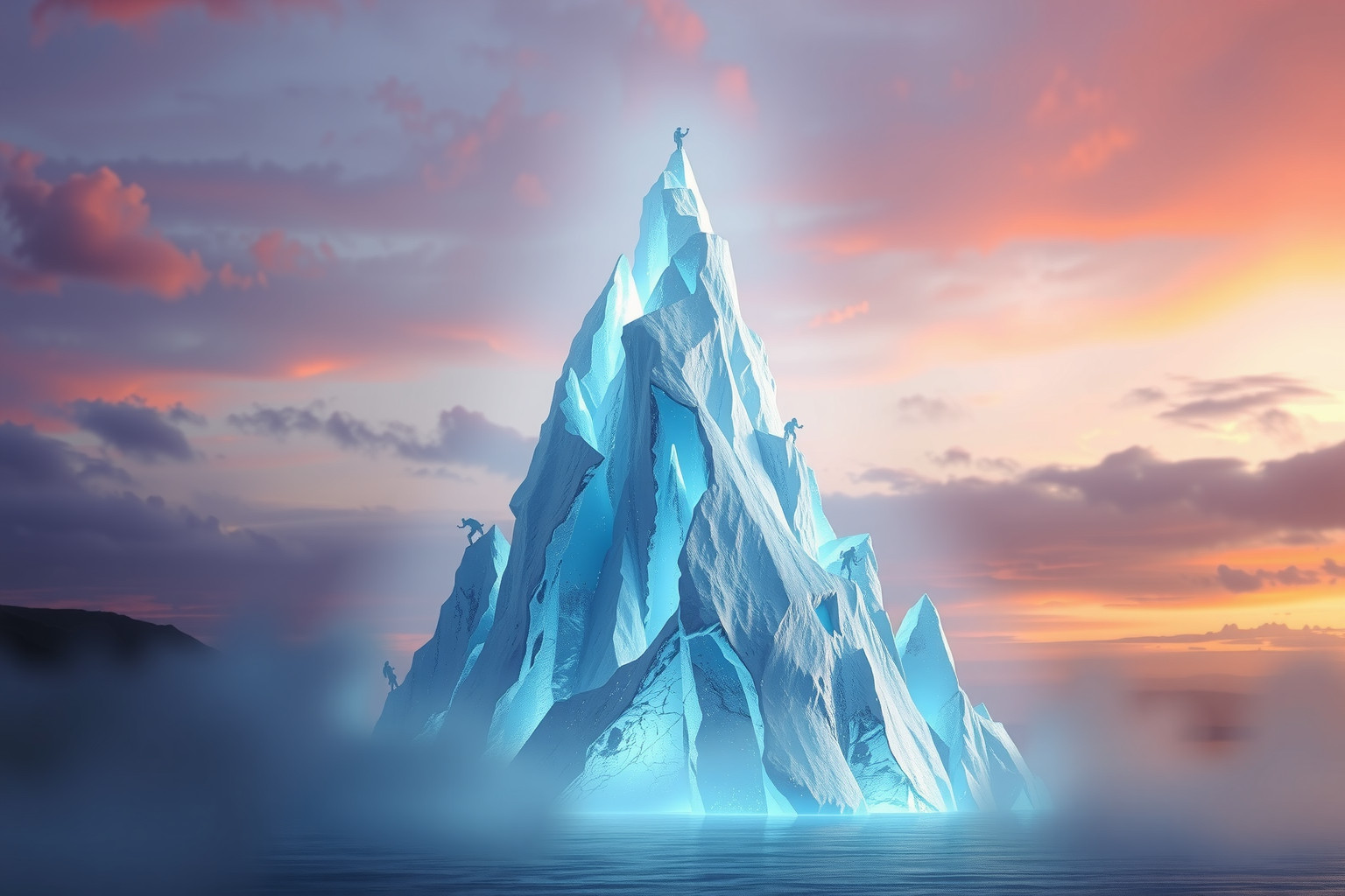 Scalare un iceberg nei sogni simboleggia sfide ambiziose da superare.