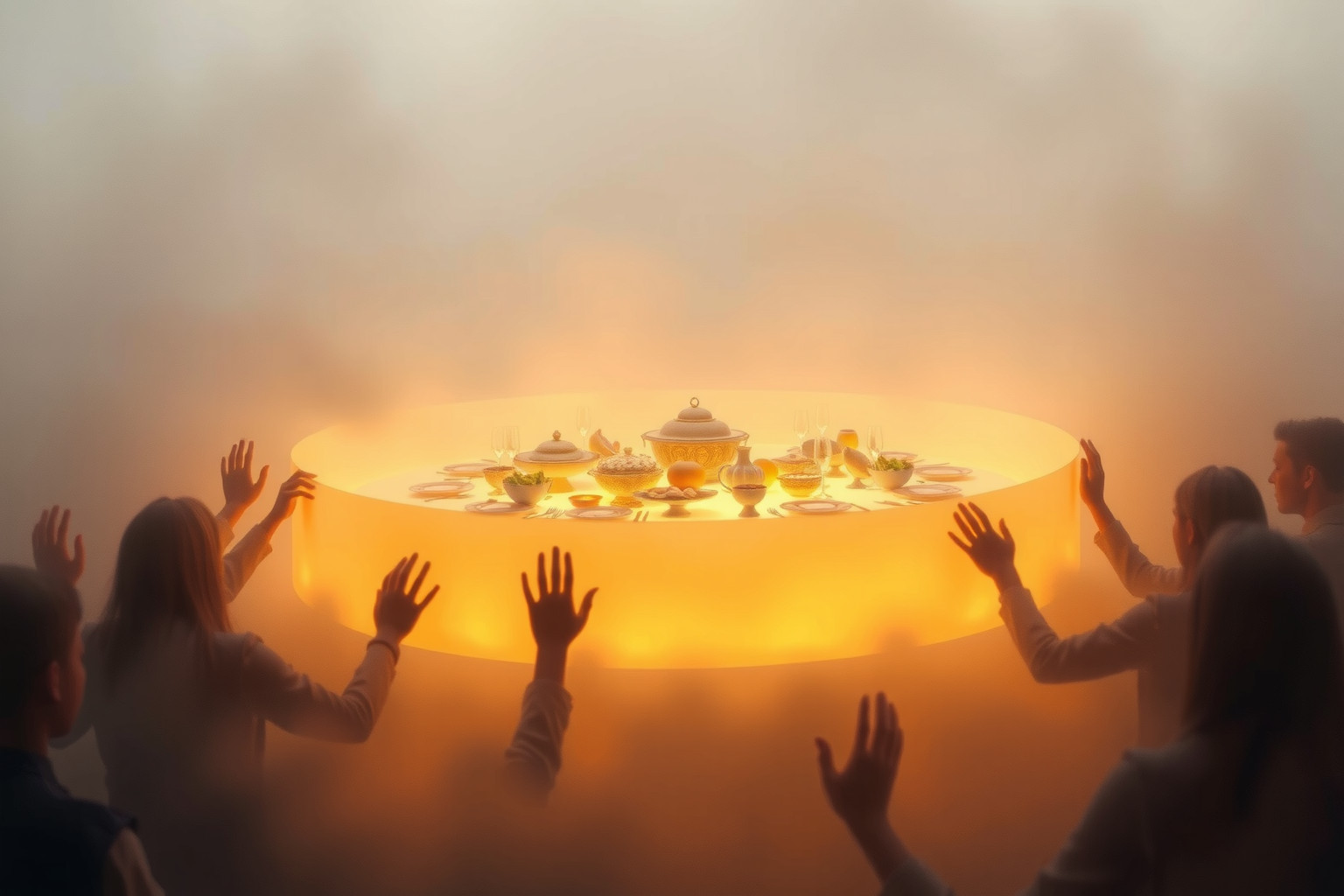 Sognare tavolo imbandito senza mangiare riflette desiderio insoddisfatto.