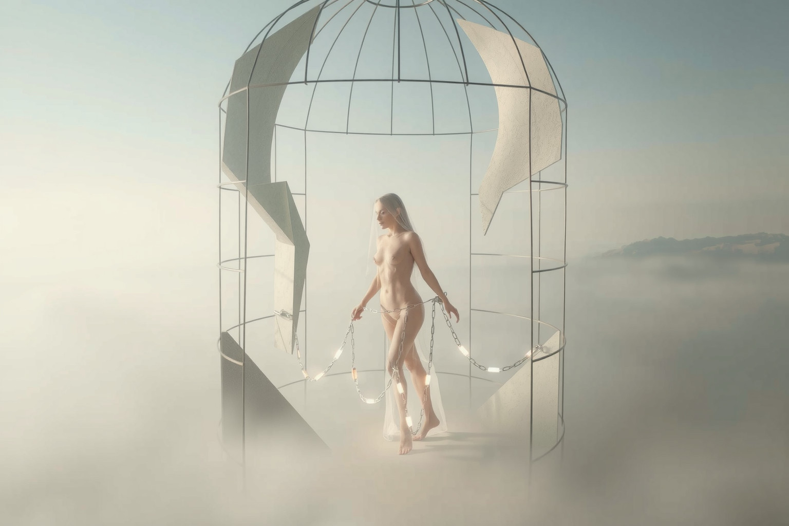 Sognare la perdita della libertà riflette timori di controllo sociale oppressivo.