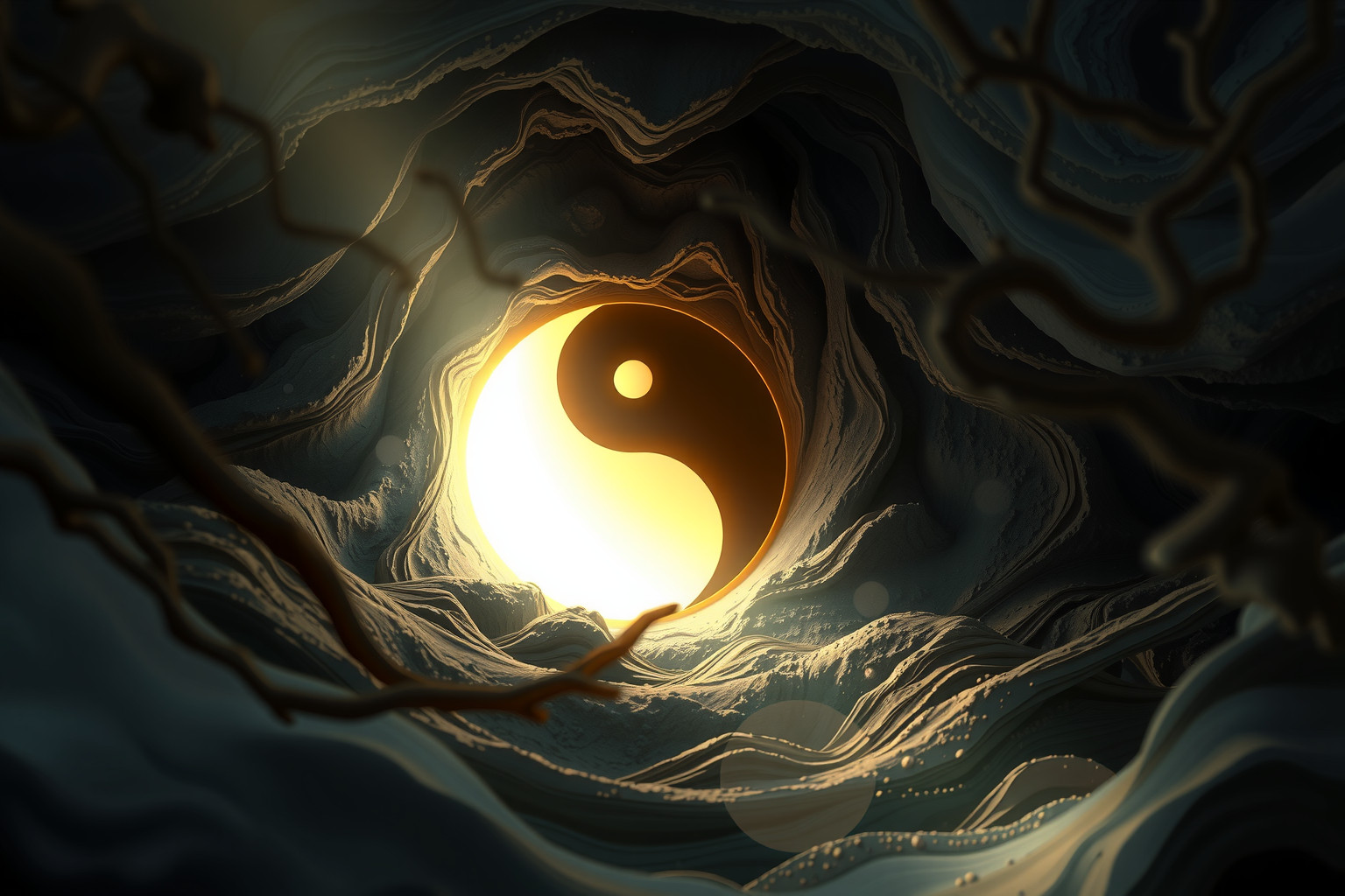 Sognare lo Yin Yang sotto terra simboleggia equilibrio nascosto e profondo.