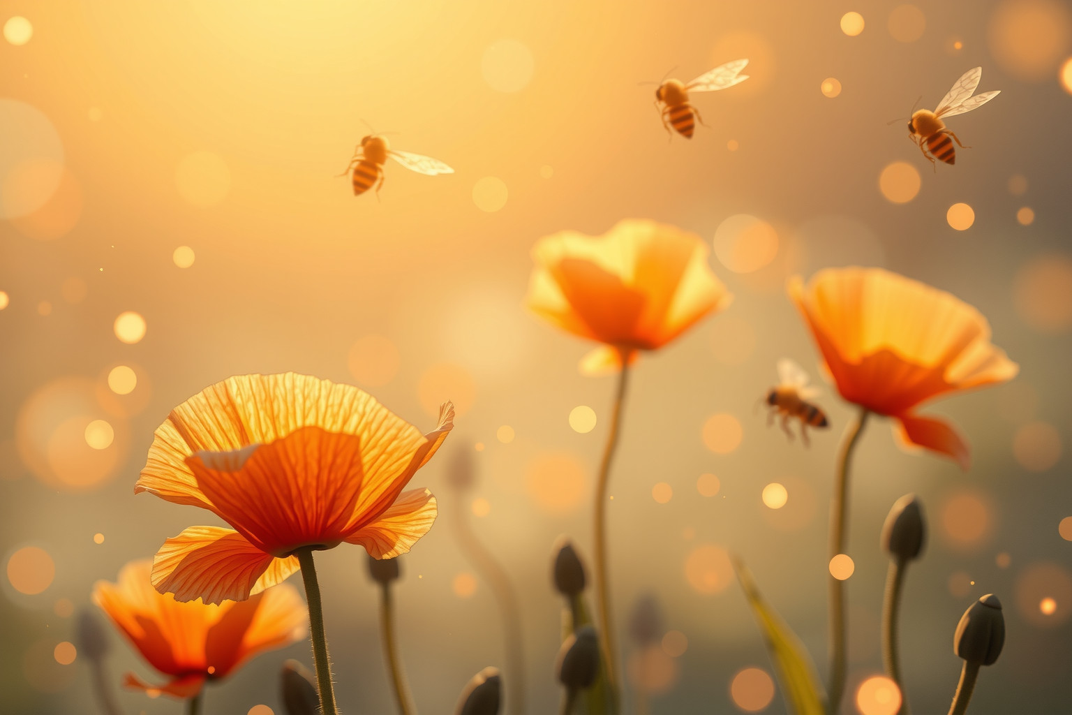 Sognare papaveri con api simboleggia lavoro produttivo e dolcezza.