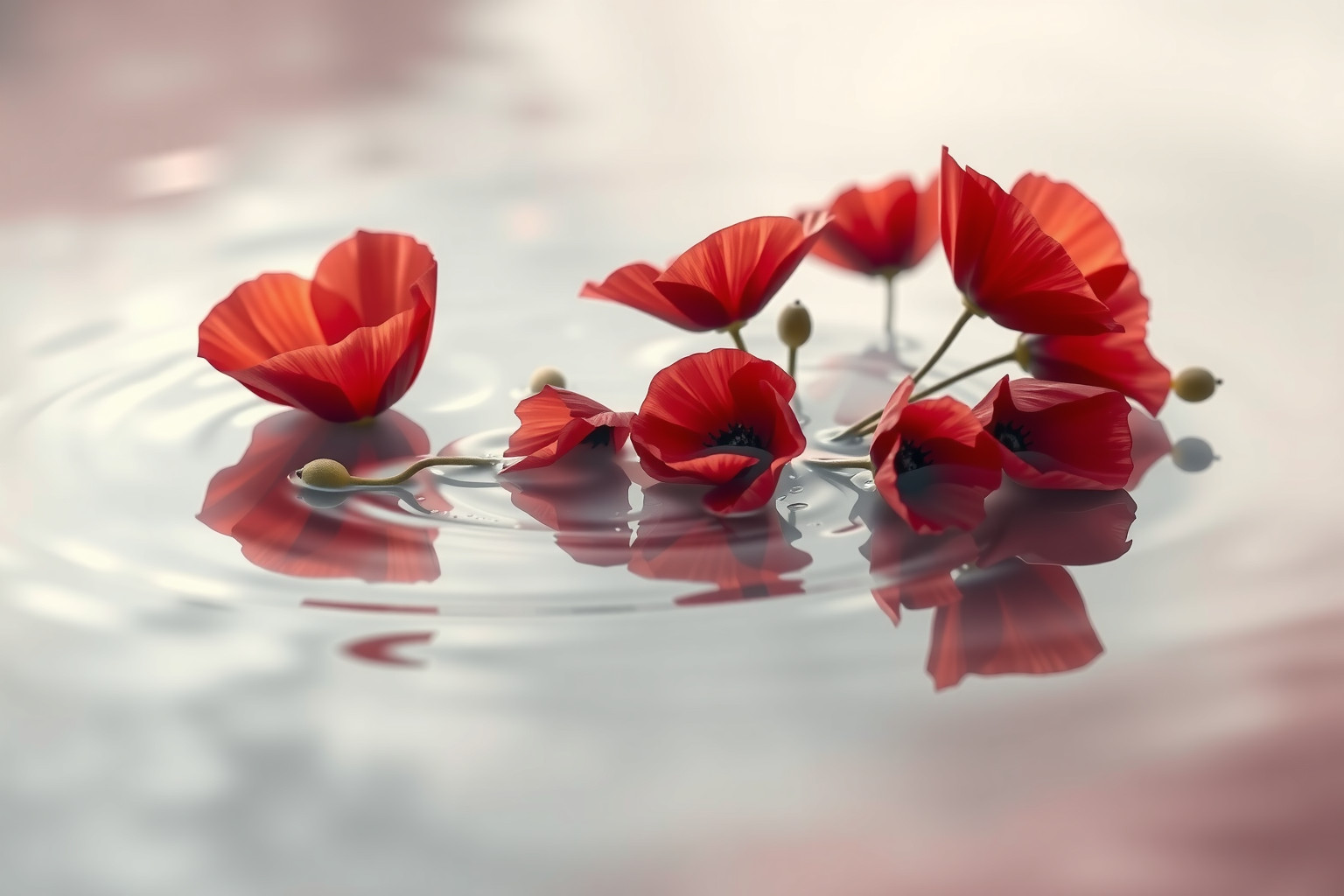 Sognare papaveri vicino all'acqua simboleggia emozioni profonde e subconscie.