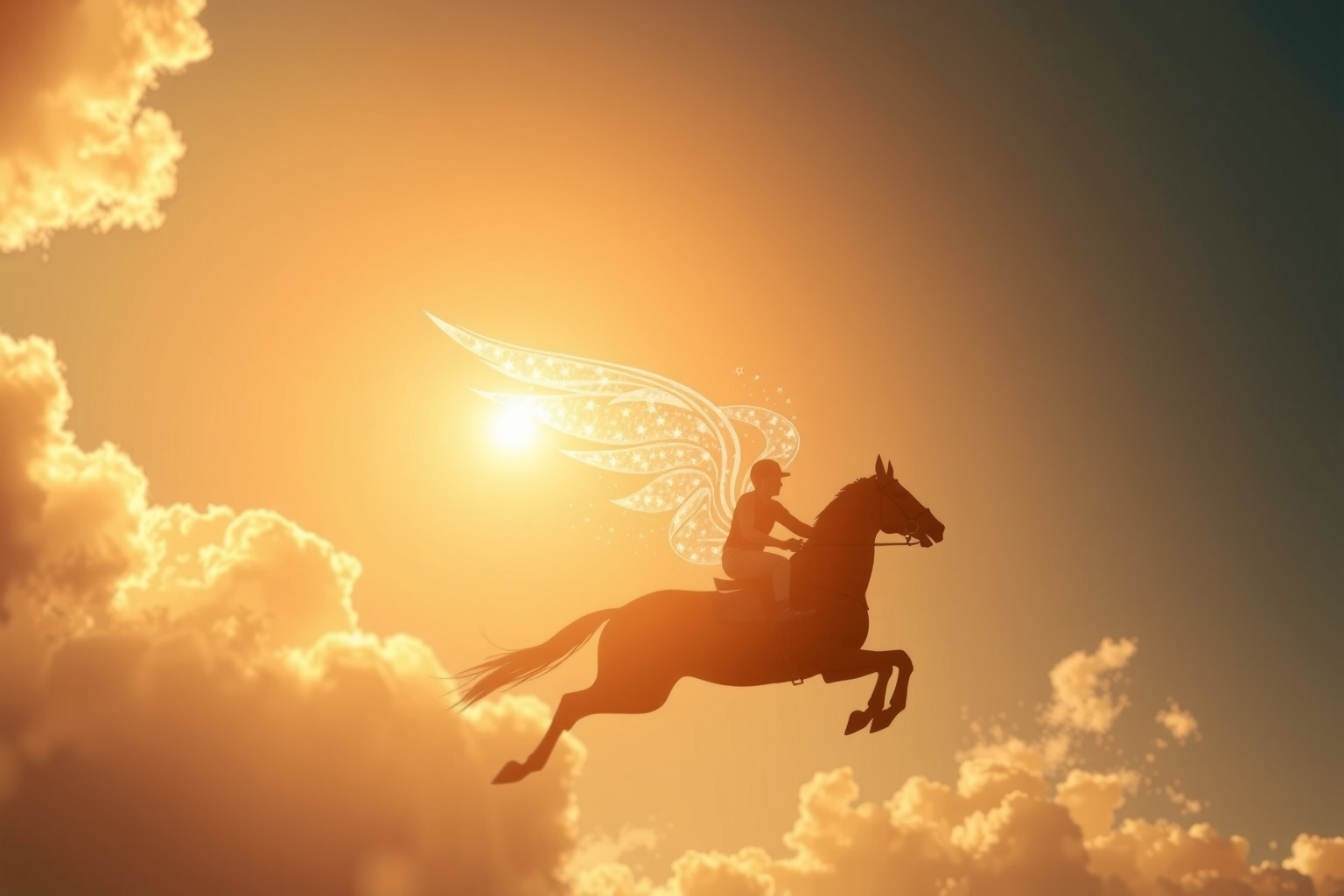 Sognare un fantino che vola simboleggia libertà e ambizioni elevate.