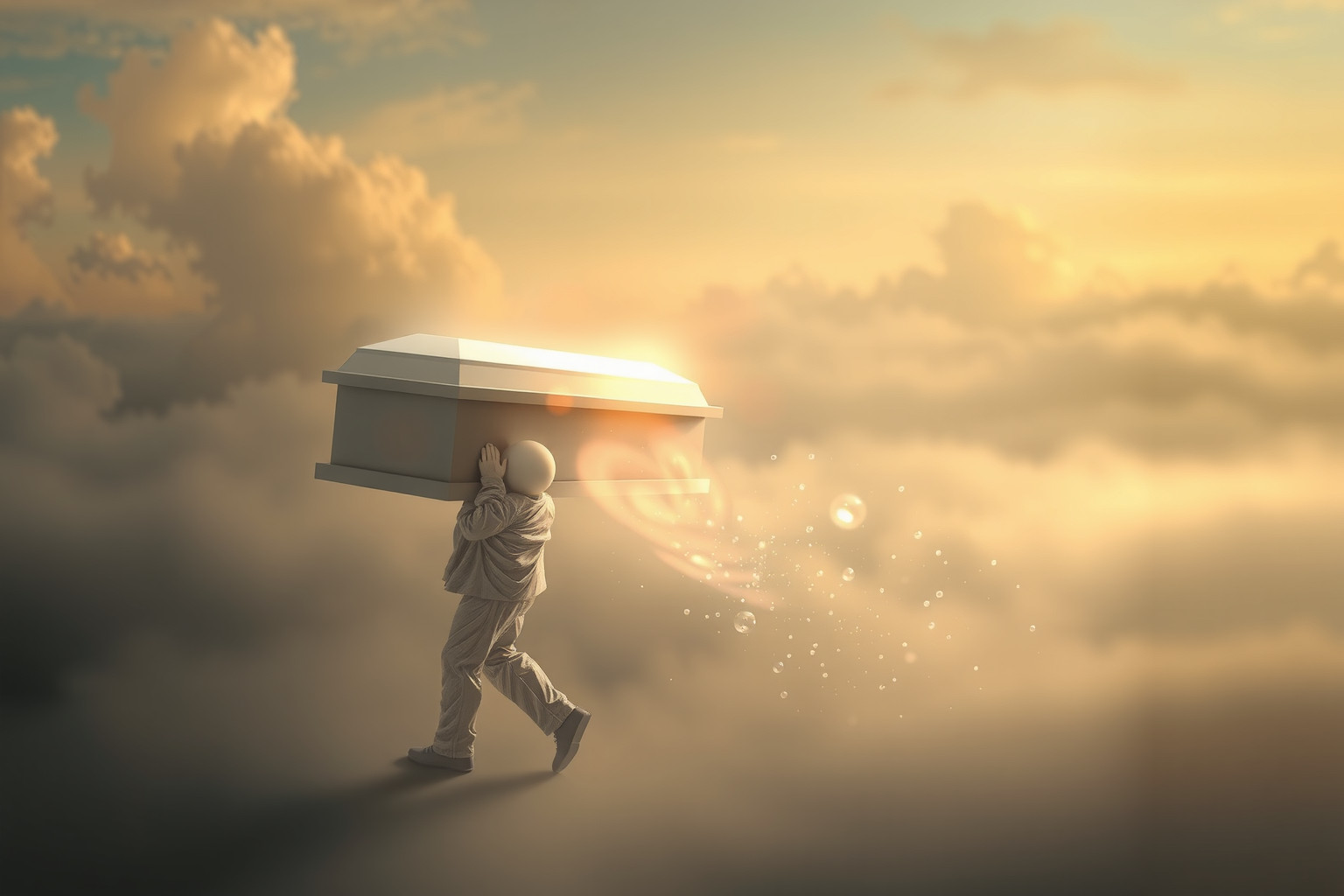 Sognare portatore di bara che piange indica dolore nascosto e trasformazione.