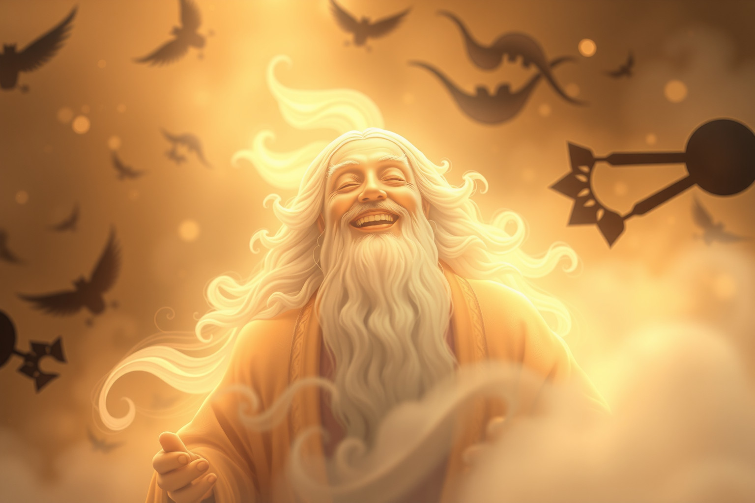 Sognare un saggio che ride simboleggia saggezza e serenità interiore.