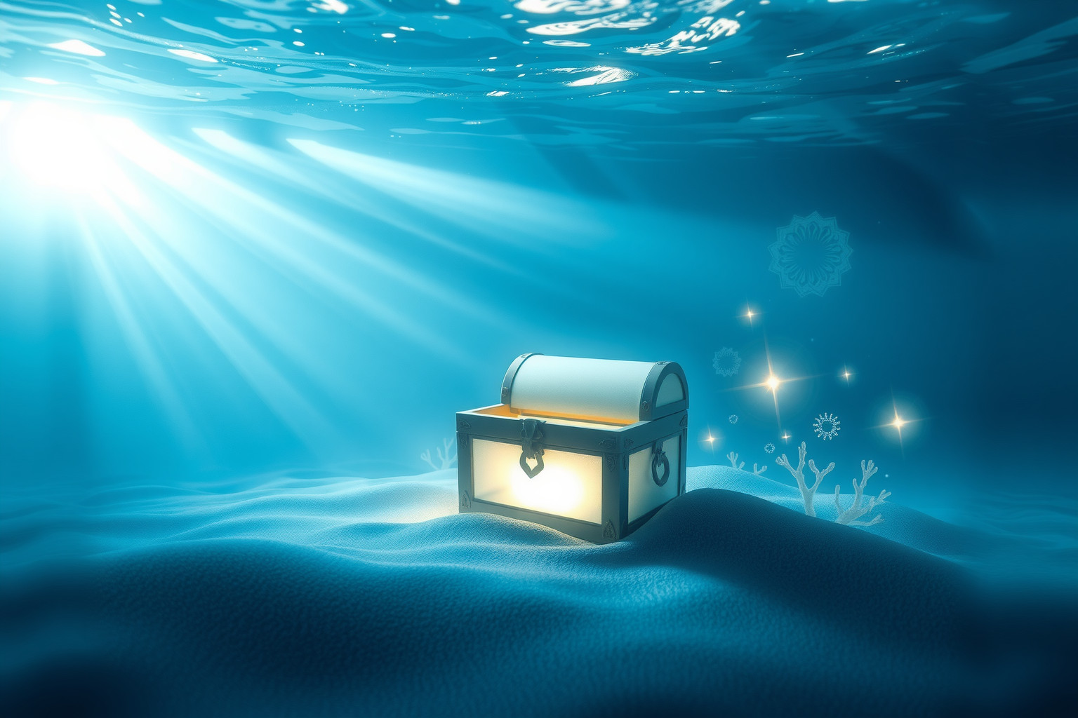 Sognare un tesoro in mare simboleggia ricchezza interiore nascosta.