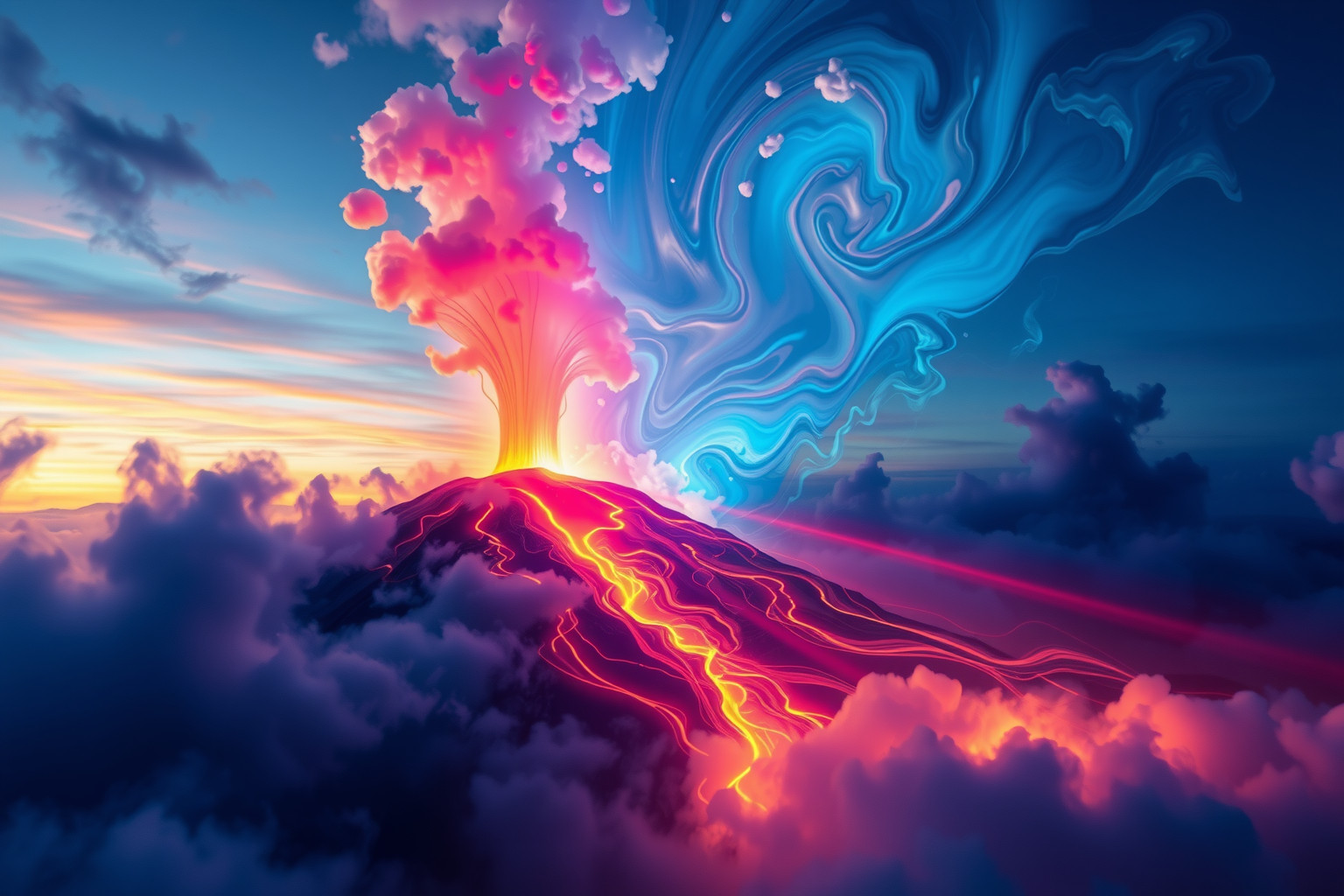 Sognare un vulcano colorato riflette emozioni intense e ambivalenti.