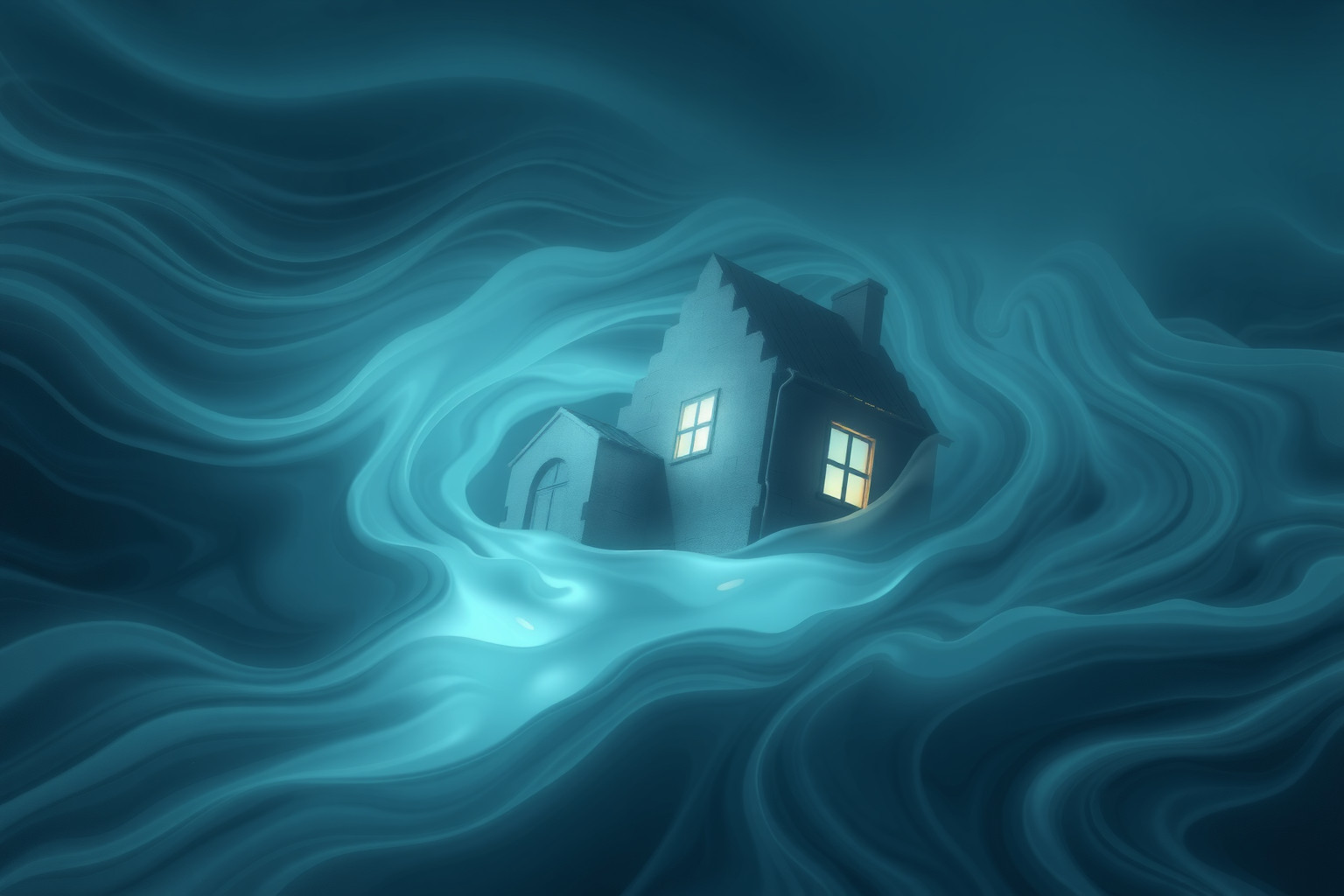 Sognare casa distrutta dal diluvio riflette paure di cambiamenti drammatici.