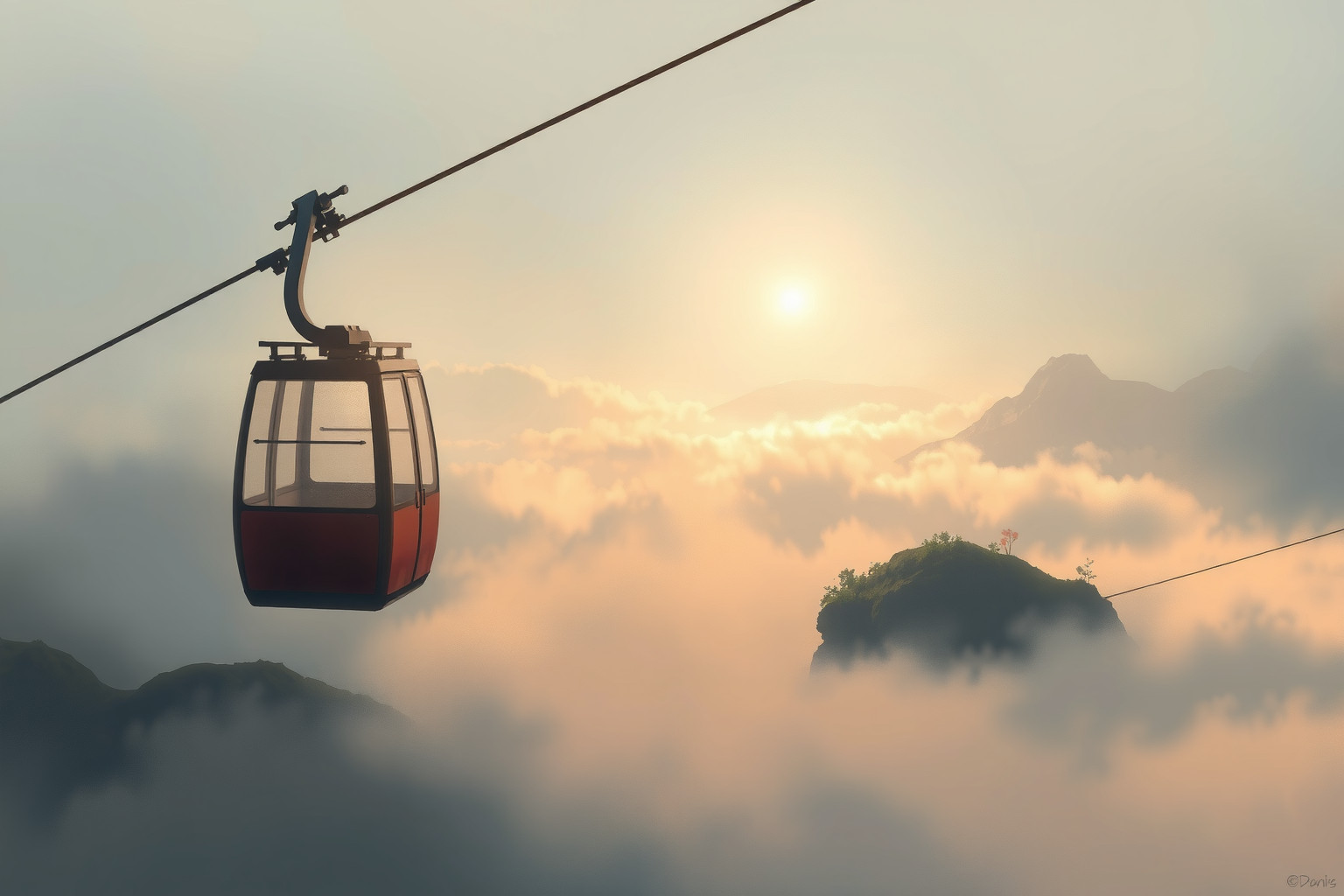 Sognare funivia in luogo sconosciuto simboleggia nuova avventura interiore.