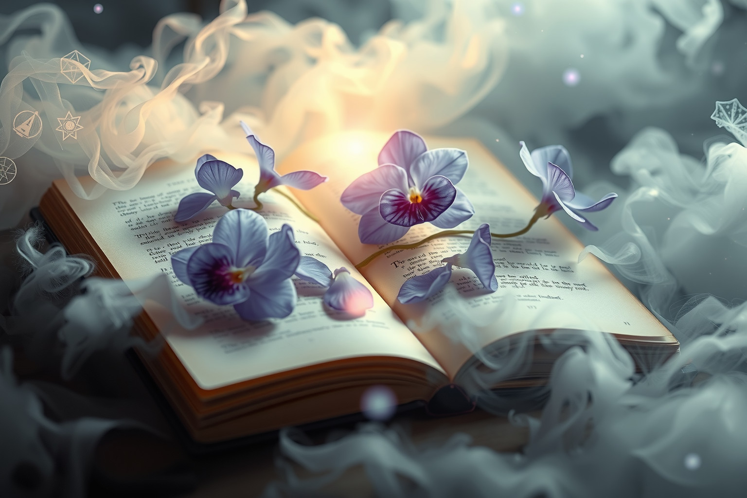 Sognare viole in libro antico simboleggia saggezza e ricordi nascosti.