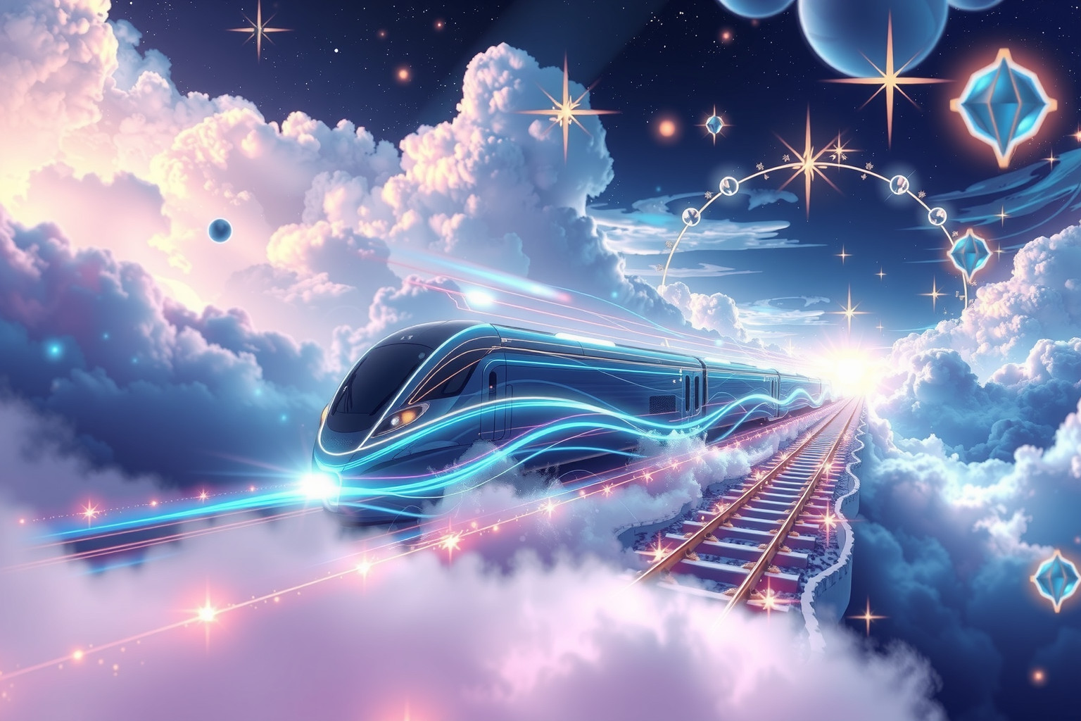 Il treno ad alta velocità simboleggia ambizione e rapido progresso.