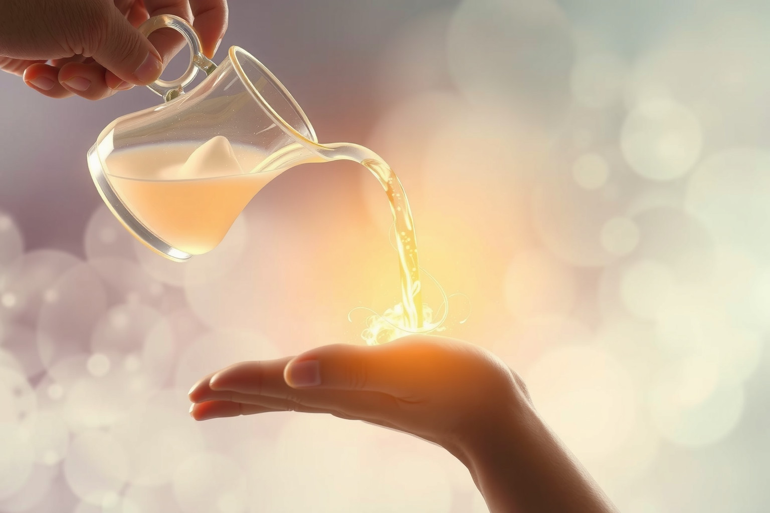 Versare acqua simboleggia condivisione emotiva e generosità profonda.