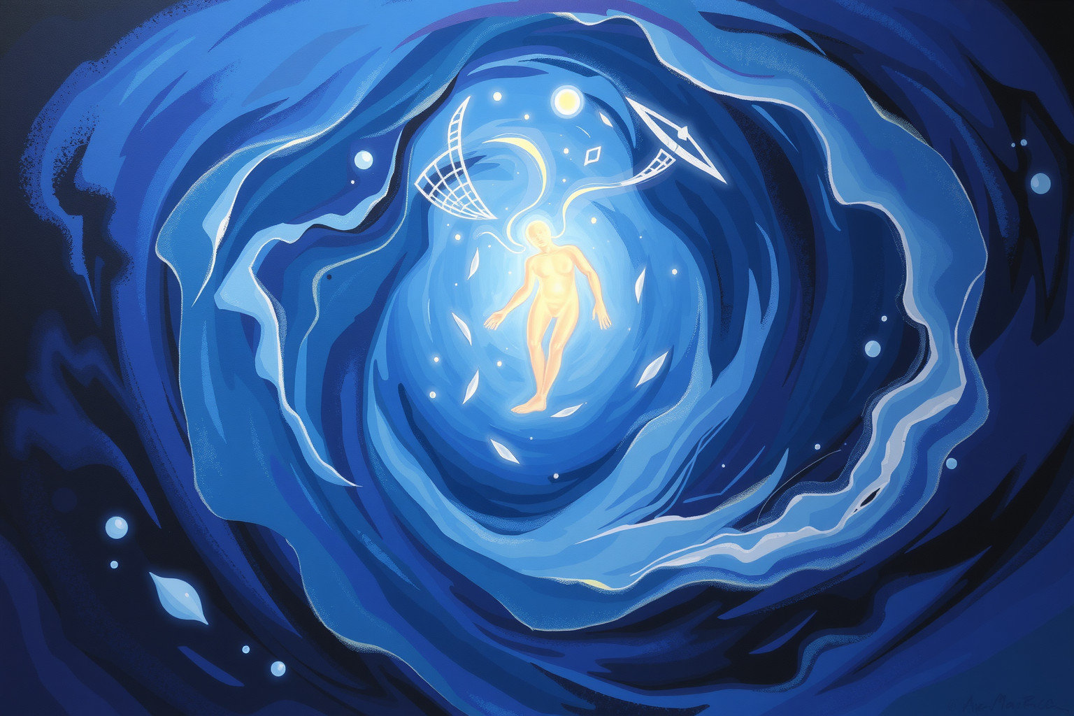 Affondare in un vortice simboleggia ansia e perdita di controllo.